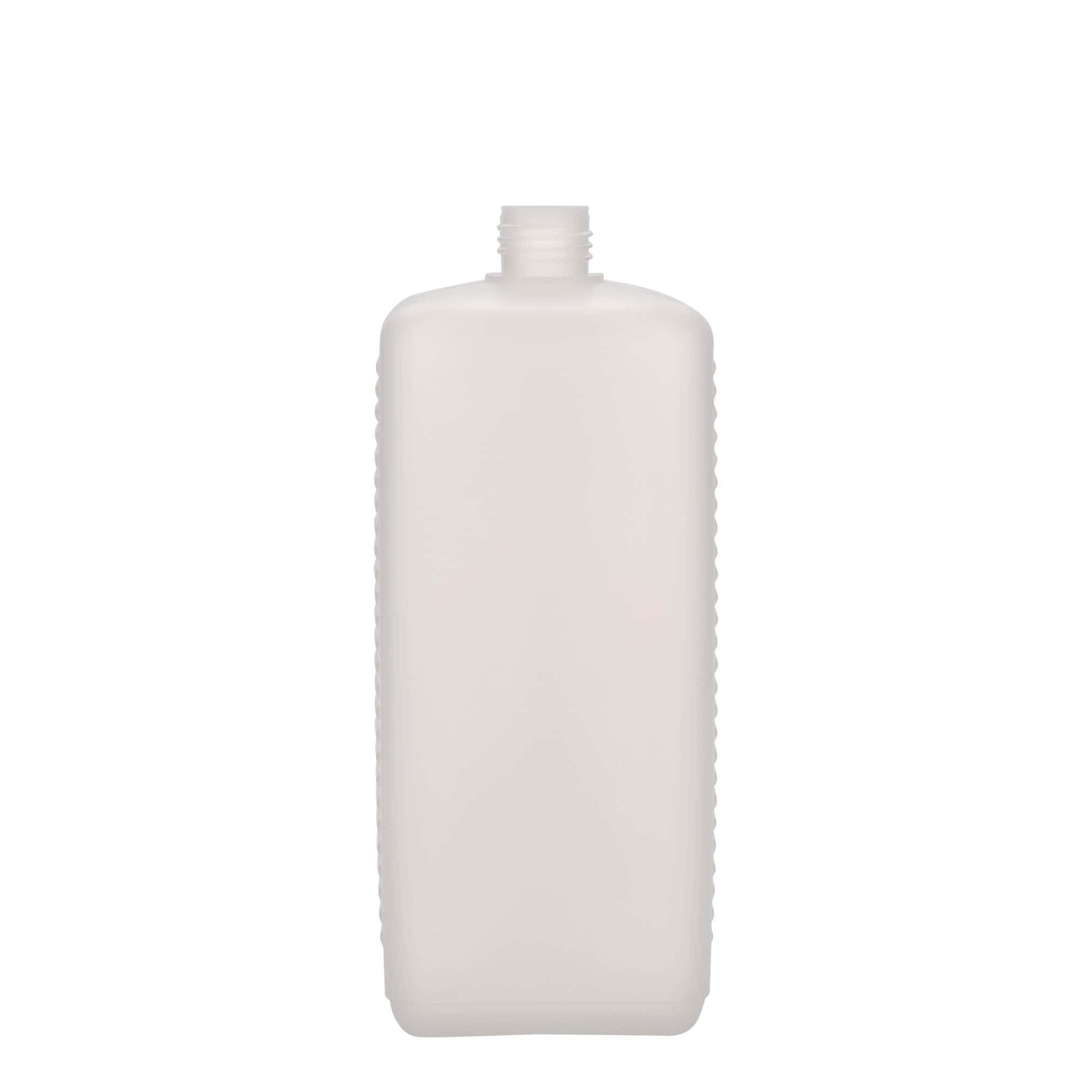 Bidon de 1 000 ml, rectangulaire, plastique HDPE, naturel, ouverture : DIN 25 EPE