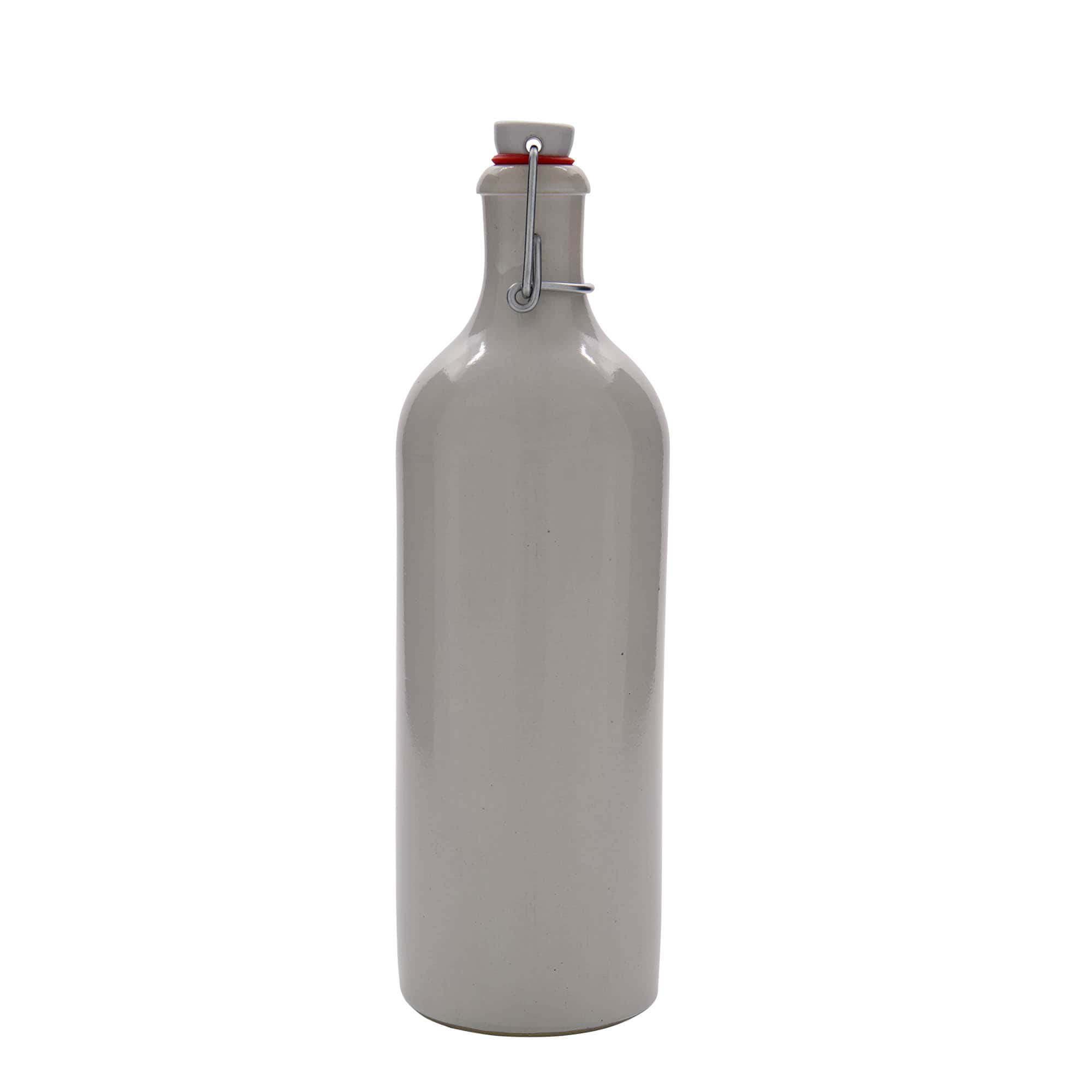 Cruche en grès de 750 ml, blanc, ouverture : fermeture à pince