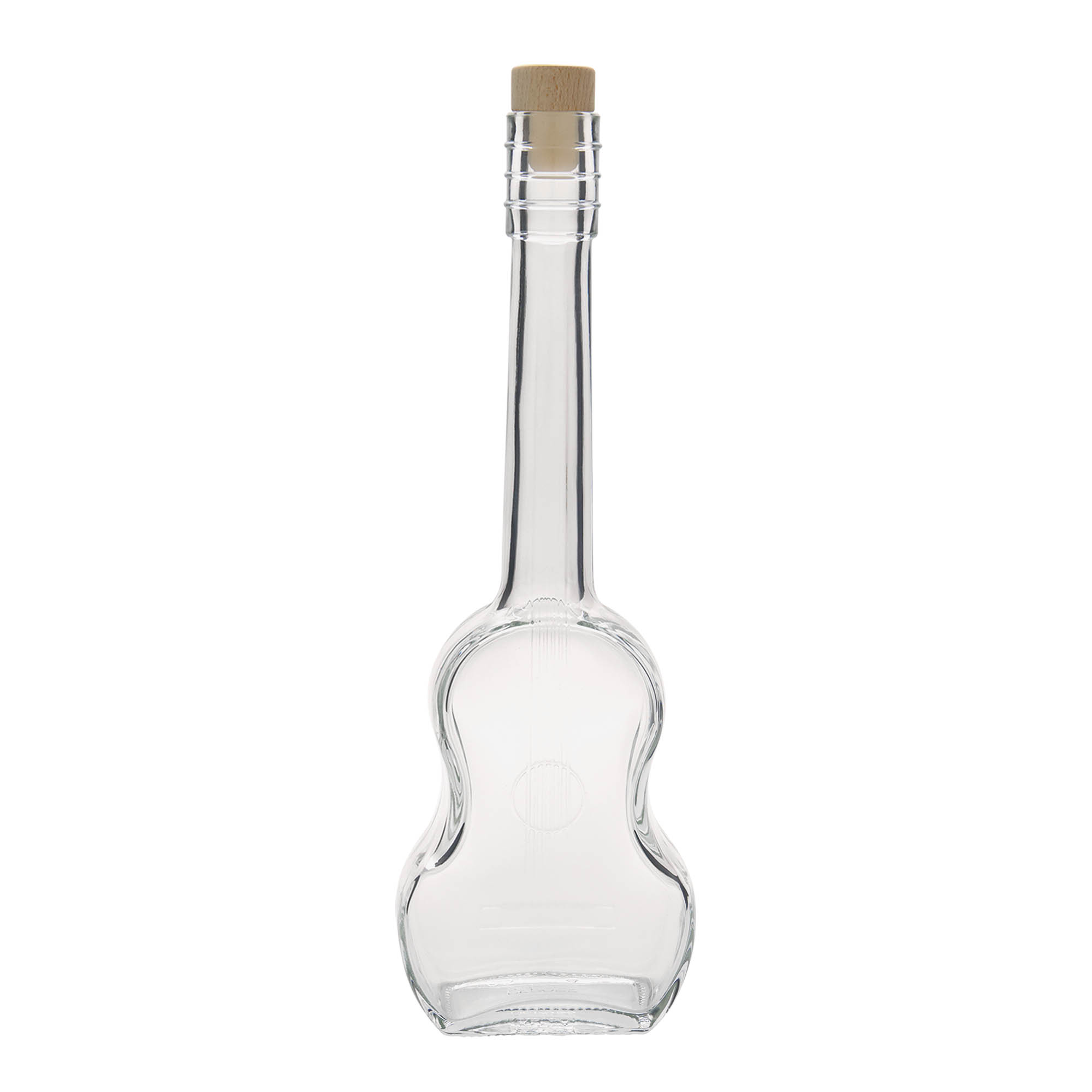 Bouteille en verre de 500 ml « Guitare », ouverture : bouchon en liège Bouteille en verre de 500 ml « Guitare », ouverture : bouchon en liège