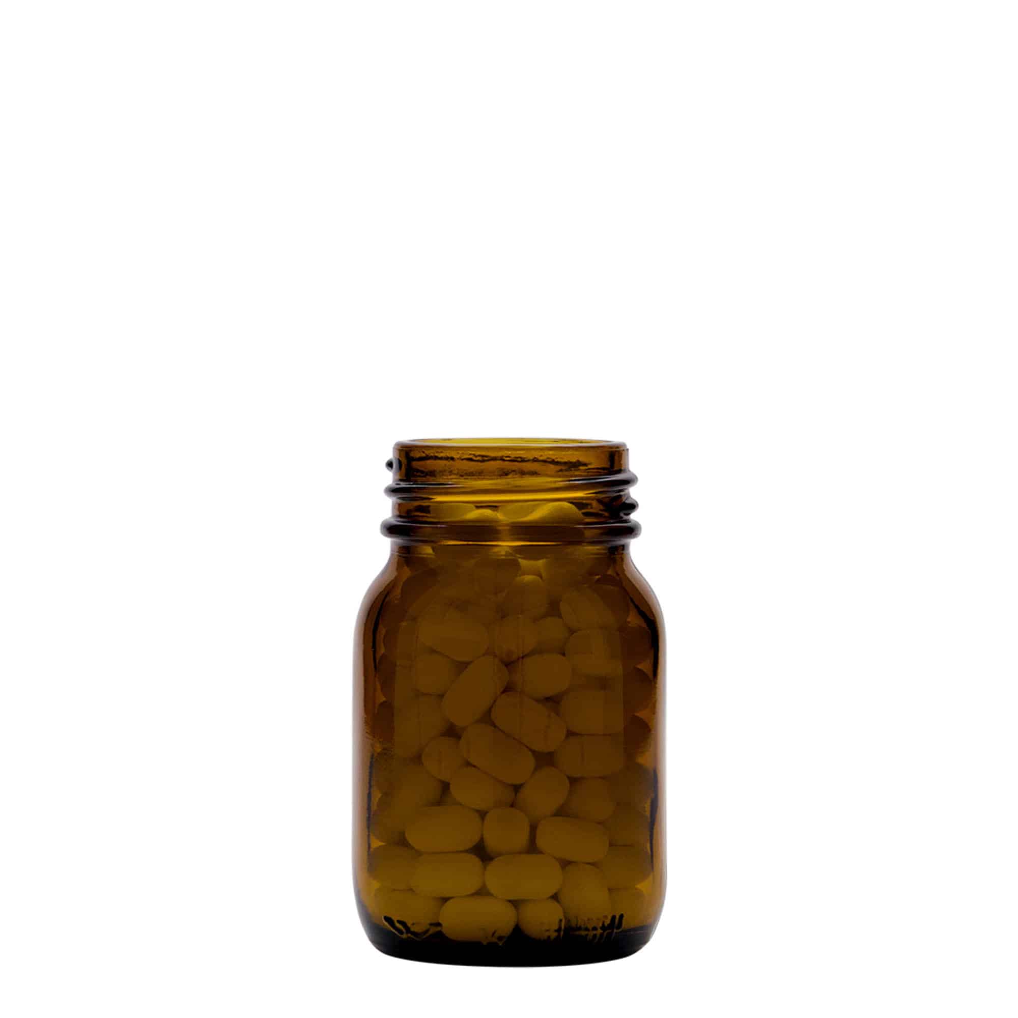 Bocal à col large 75 ml, brun, bouchage: DIN 40