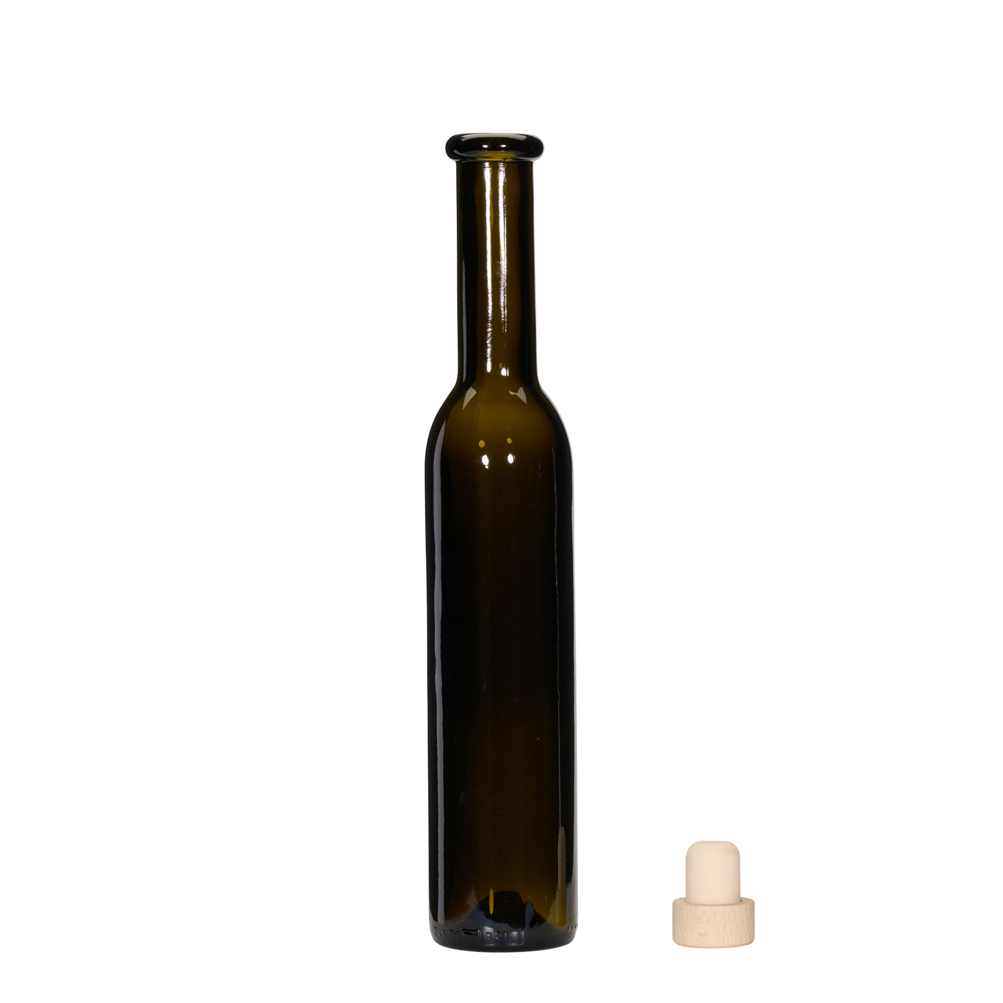 Bouteille en verre 250 ml « Rocky », vert antique, ouverture : bouchon en liège Bouteille en verre 250 ml « Rocky », vert antique, ouverture : bouchon en liège