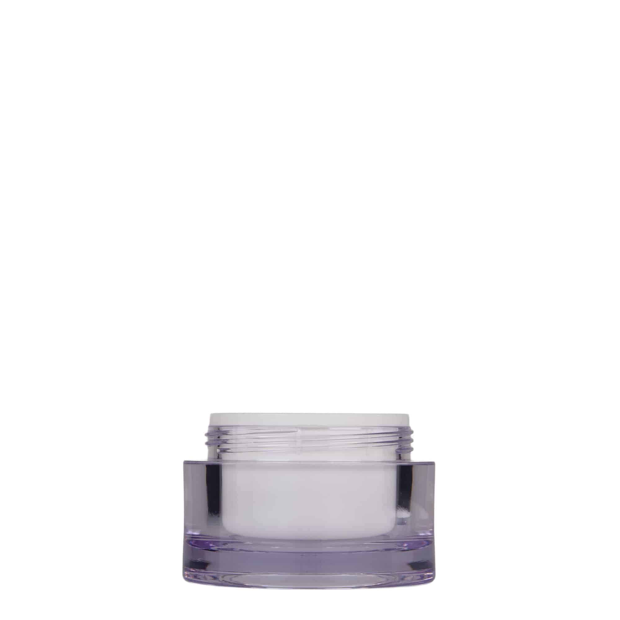 Pot de 50 ml, plastique SAN, blanc, ouverture : bouchon à vis