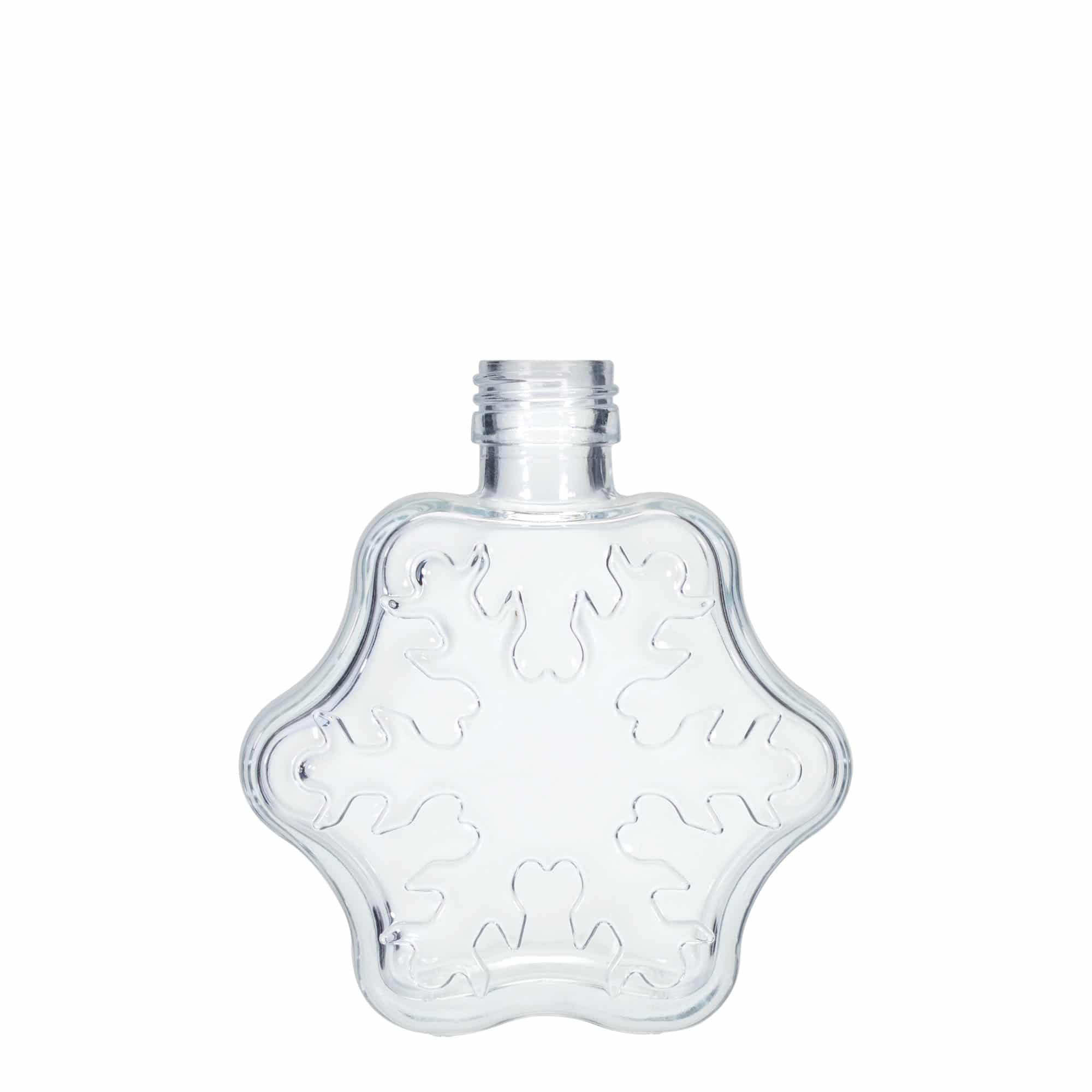 Bouteille en verre de 200 ml 'Flocon de Neige', bouchage: PP 28