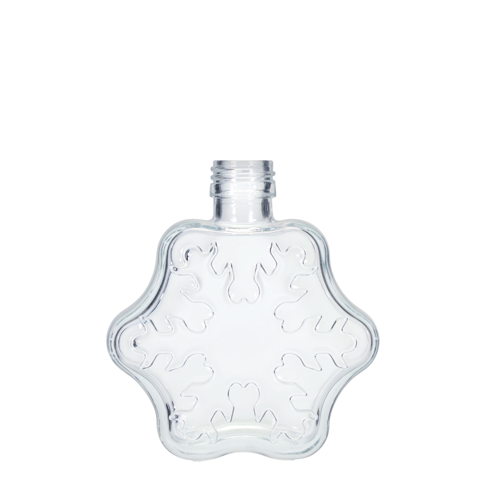 Bouteille en verre 200 ml 'Flocon de neige', ouverture : PP 28 Bouteille en verre 200 ml 'Flocon de neige', ouverture : PP 28