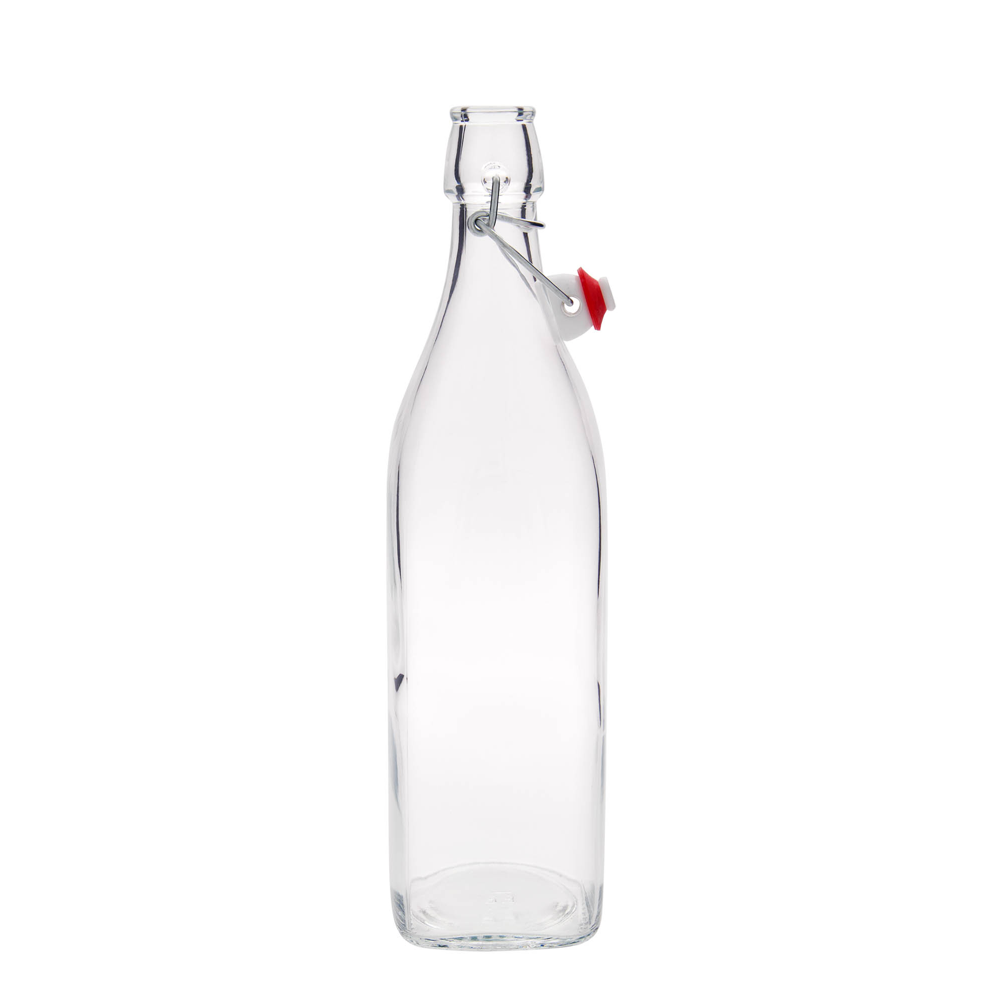 Bouteille en verre 1 000 ml « Swing », carrée, ouverture : fermeture à levier Bouteille en verre 1 000 ml « Swing », carrée, ouverture : fermeture à levier