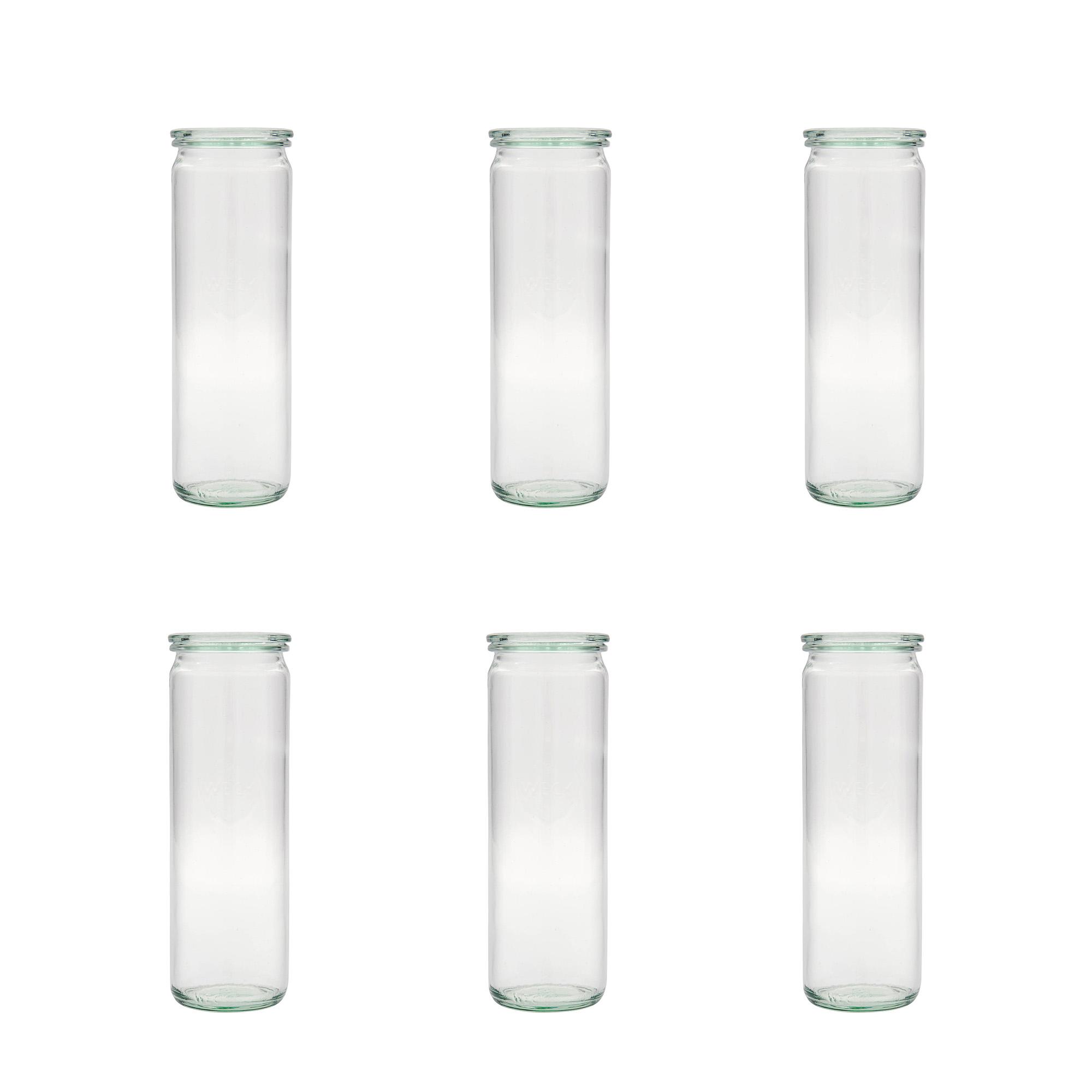 6x 600 ml verre cylindrique WECK avec couvercle en verre RR 60