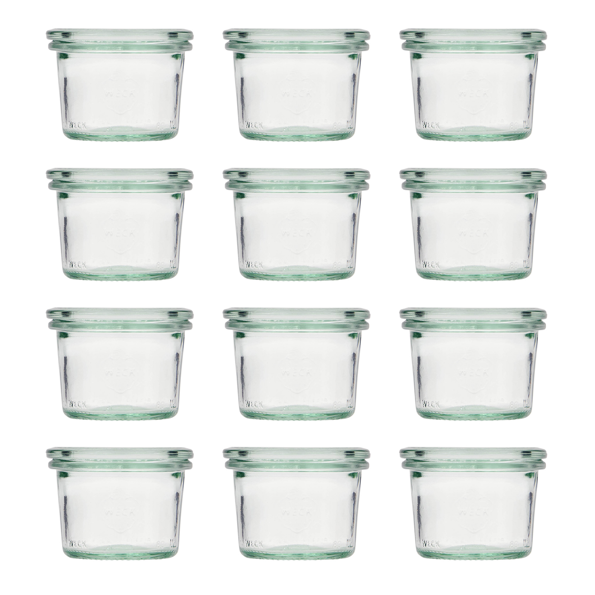 12x 80 ml bocal WECK à renversement avec couvercle en verre RR 60
