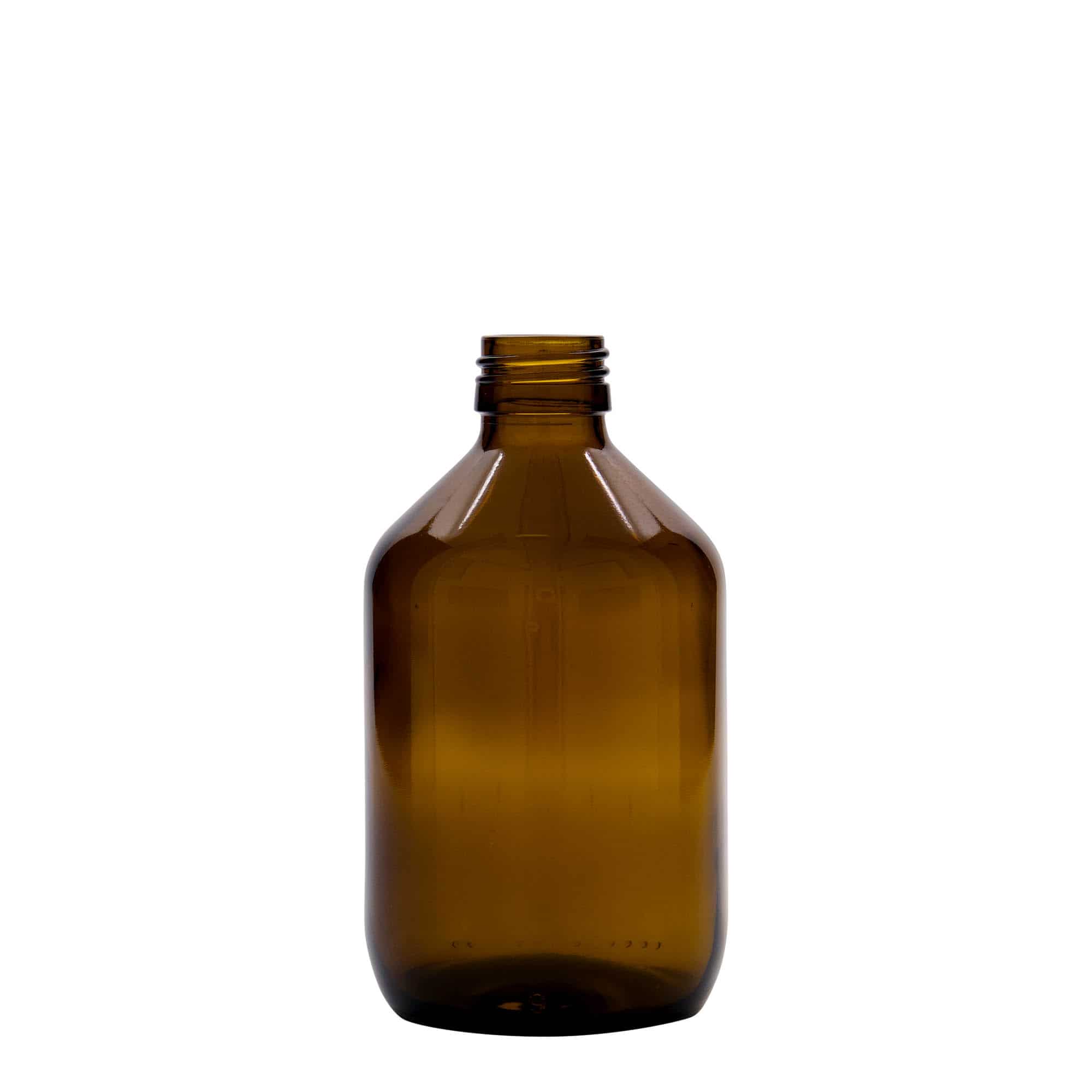 Flacon pharmaceutique 300 ml, brun, verre, col : PP 28