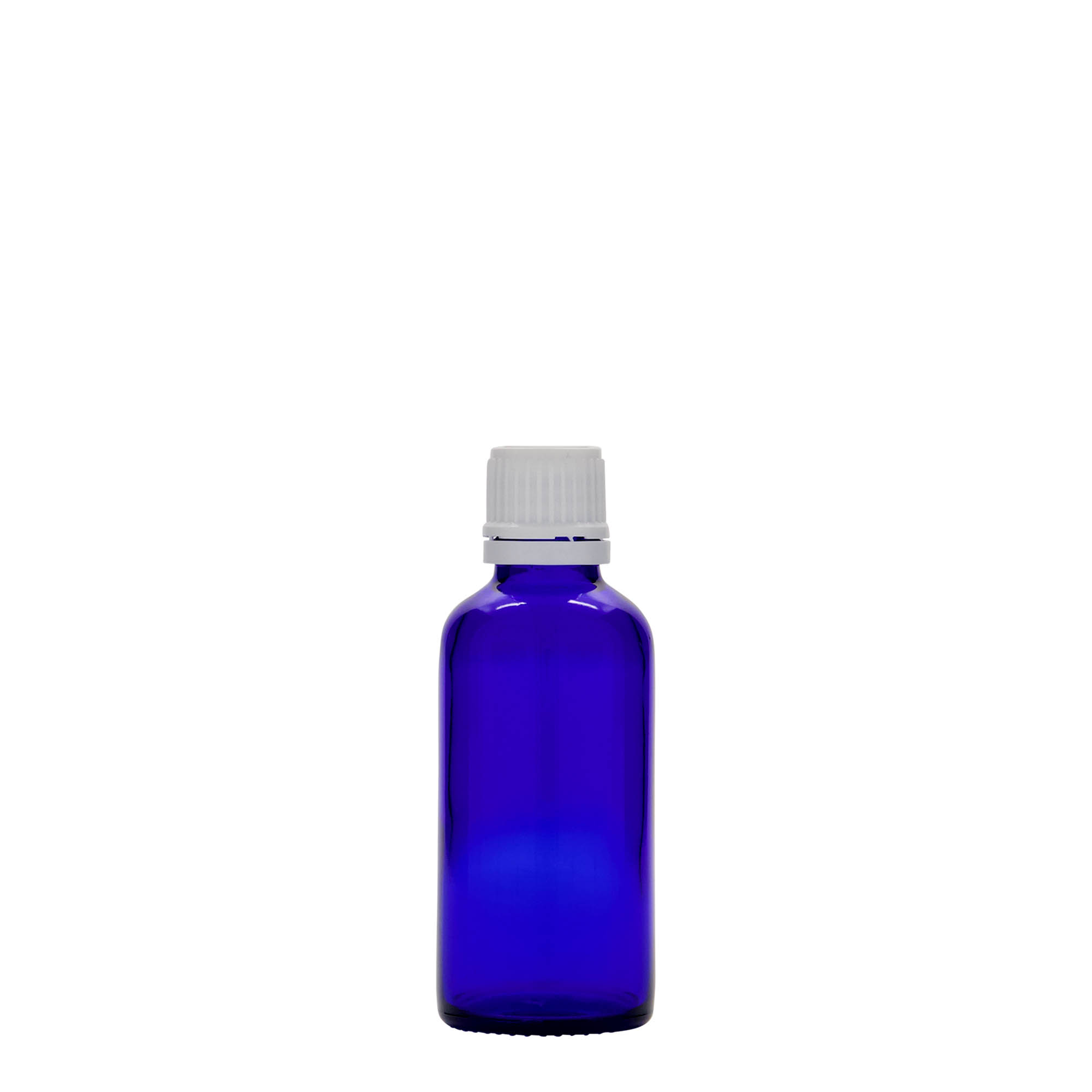 Flacon médical 50 ml, verre, bleu roi, ouverture : DIN 18