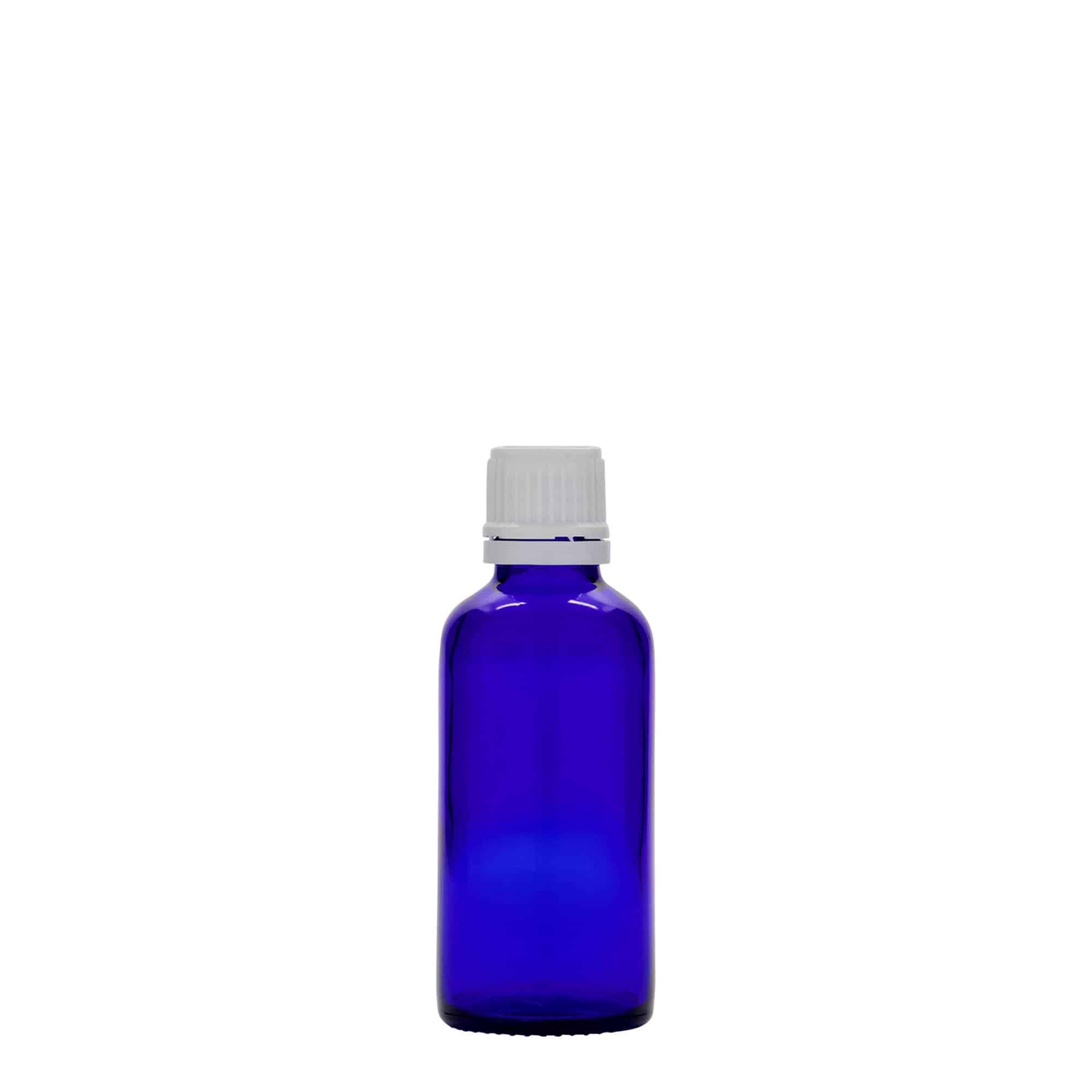 Flacon médical 50 ml, verre, bleu roi, ouverture : DIN 18