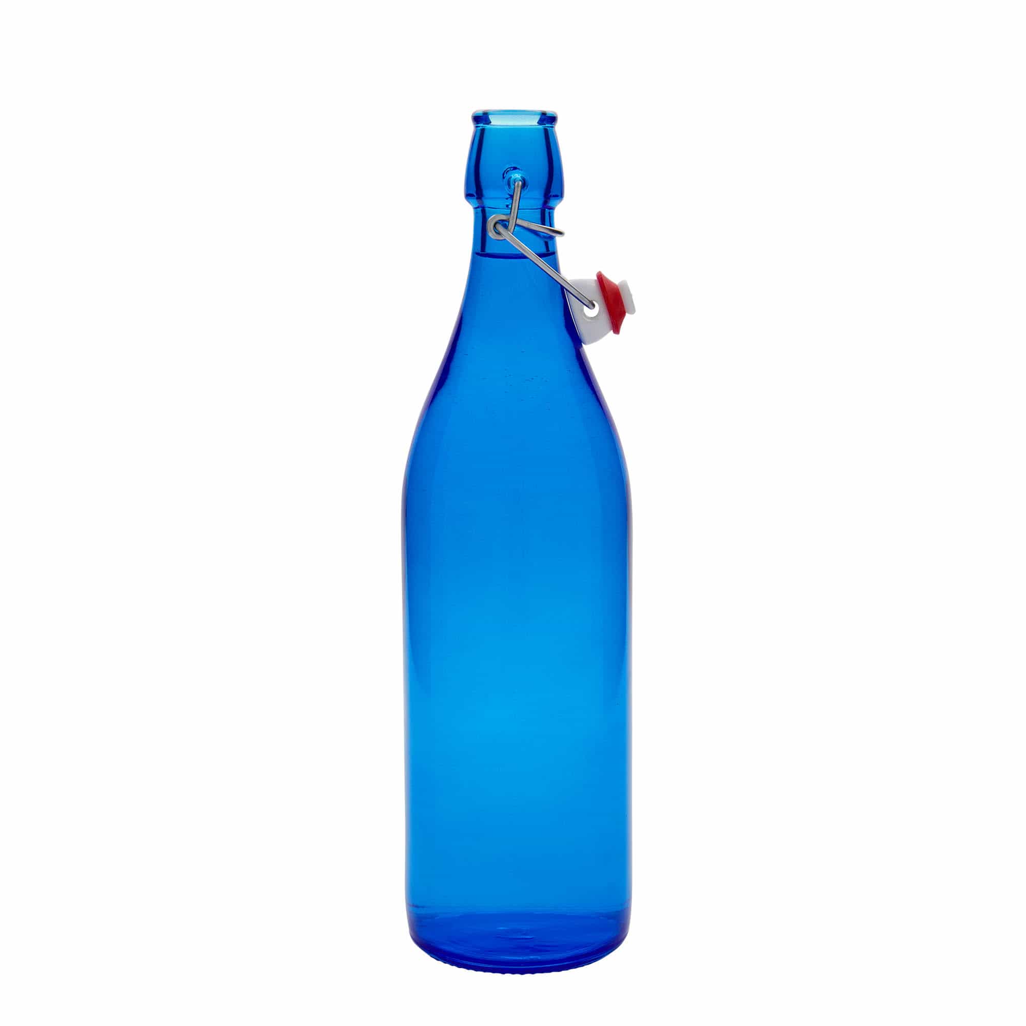 Bouteille en verre 1 000 ml 'Giara', bleue, col : bouchon mécanique