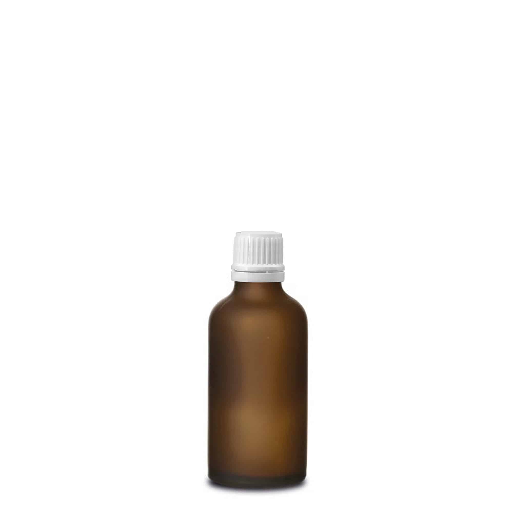 Flacon médical 50 ml, verre, brun givré, embouchure : DIN 18