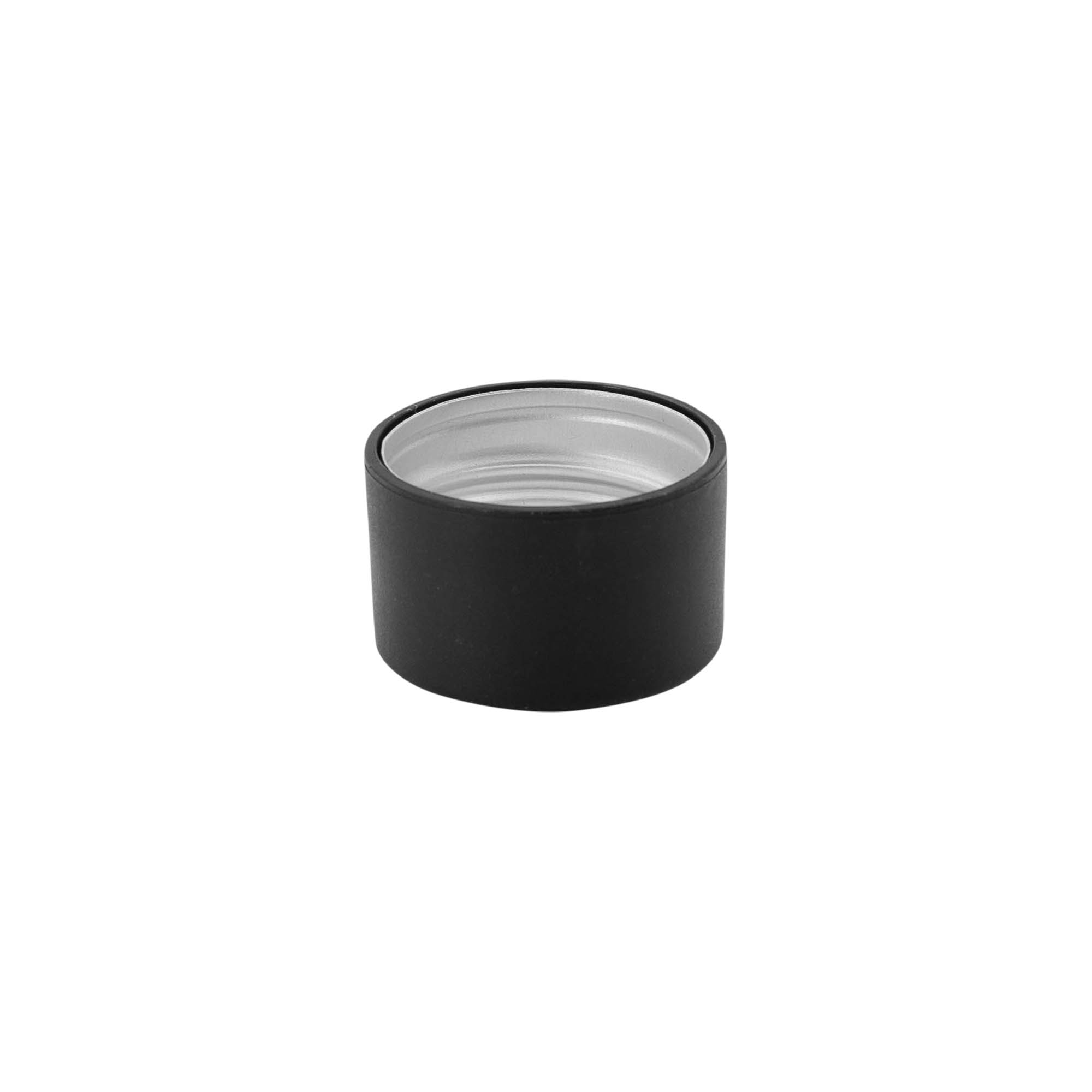 Bouchon à vis, métal-plastique, noir, pour ouverture : PP 28 Bouchon à vis, métal-plastique, noir, pour ouverture : PP 28