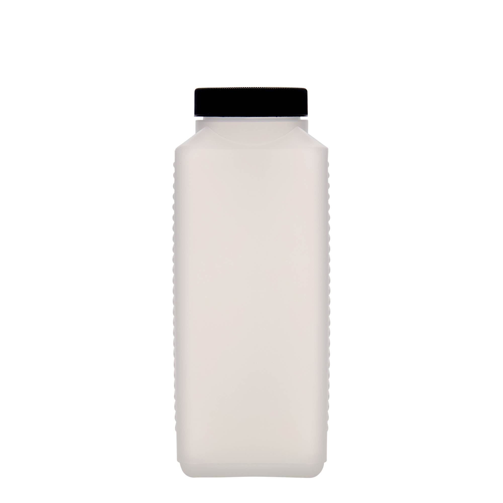 1.000 ml bouteille à large col, rectangulaire, plastique HDPE, naturel, ouverture : DIN 60 EPE