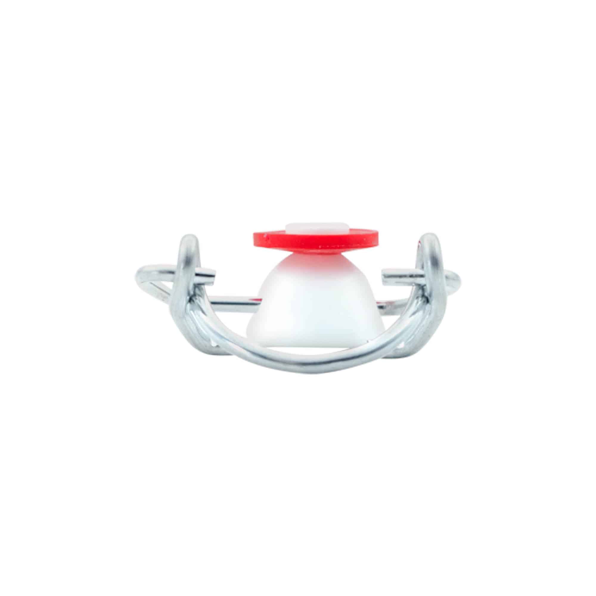 Fermeture à clip mini, plastique, rouge-blanc Fermeture à clip mini, plastique, rouge-blanc