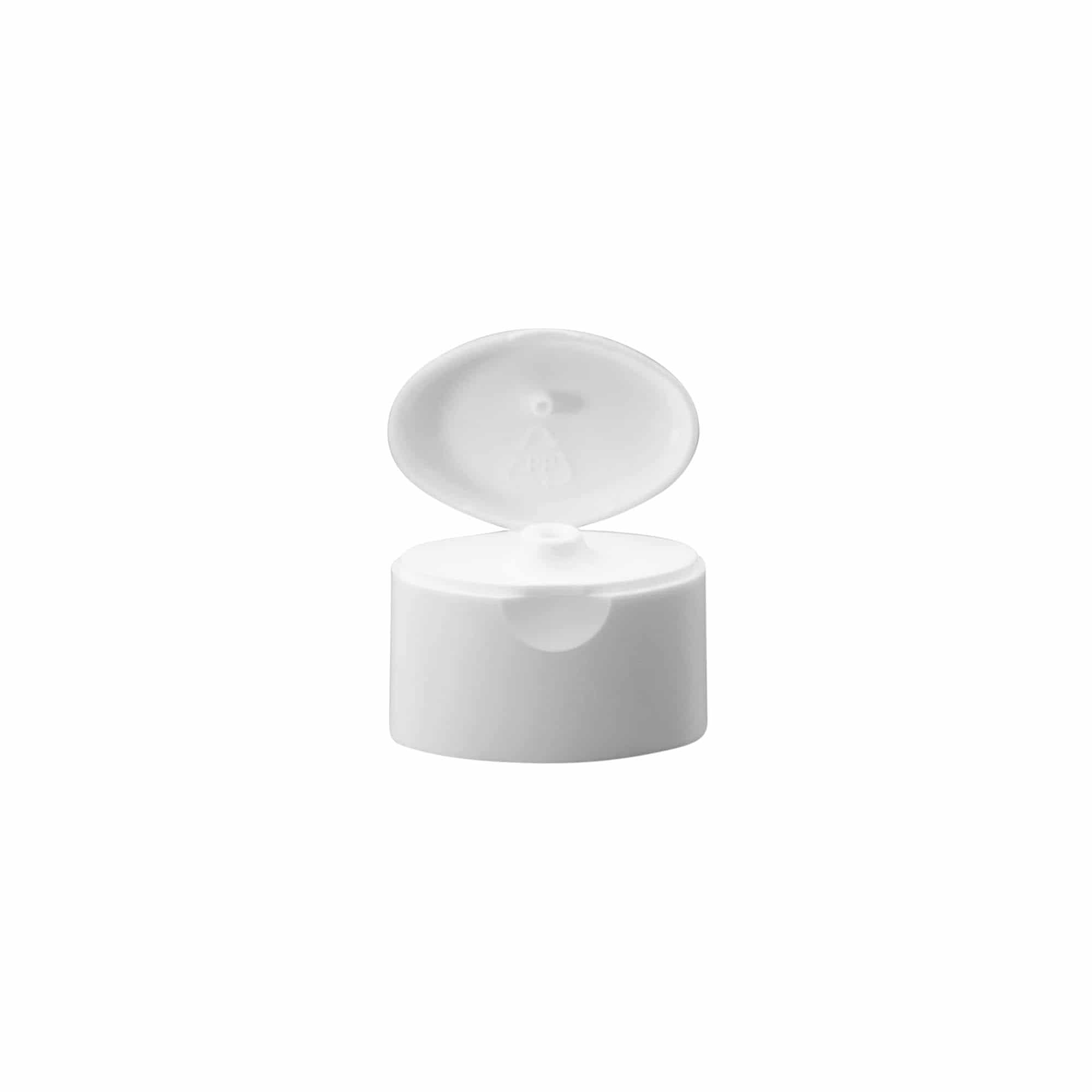 Bouchon à vis avec charnière à clapet pour 'Indy', plastique, blanc
