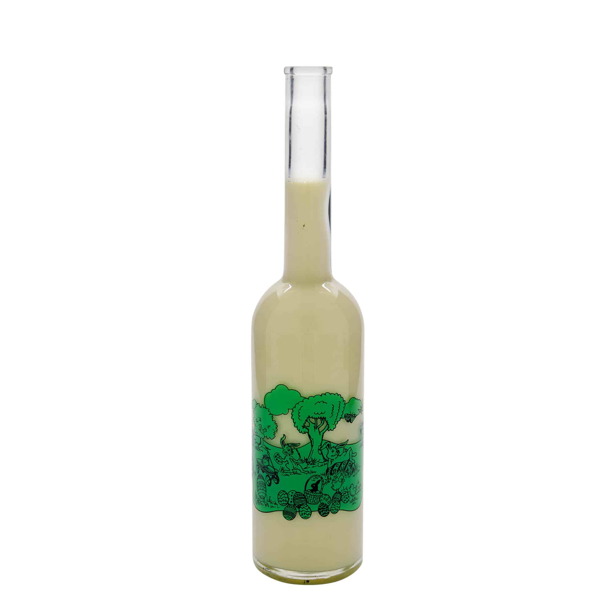 Bouteille en verre 500 ml 'Opera', motif : Joyeuses Pâques, ouverture : bouchon en liège Bouteille en verre 500 ml 'Opera', motif : Joyeuses Pâques, ouverture : bouchon en liège