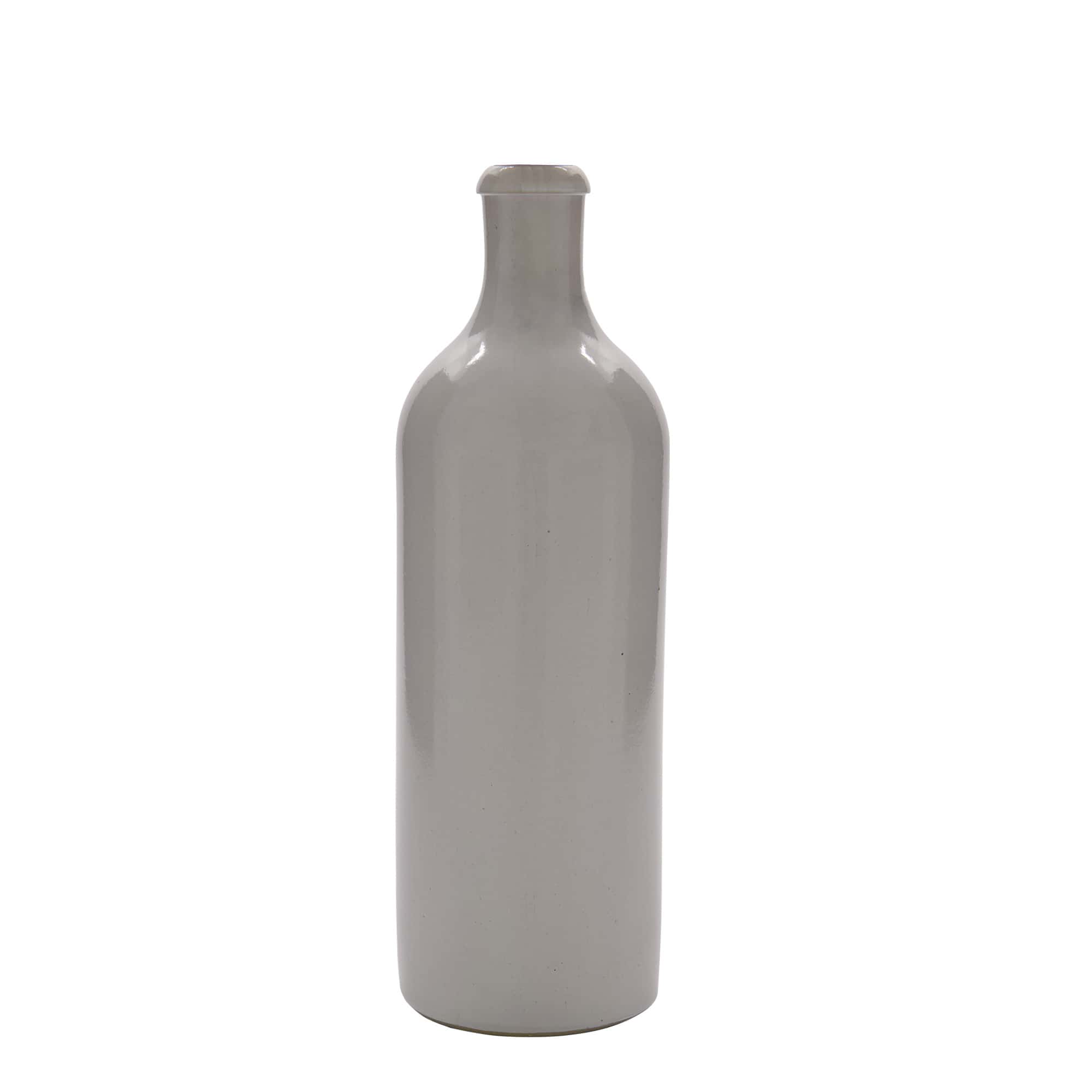 Chope en terre cuite 750 ml, grès, blanc, bouchage: bouchon mécanique Chope en terre cuite 750 ml, grès, blanc, bouchage: bouchon mécanique