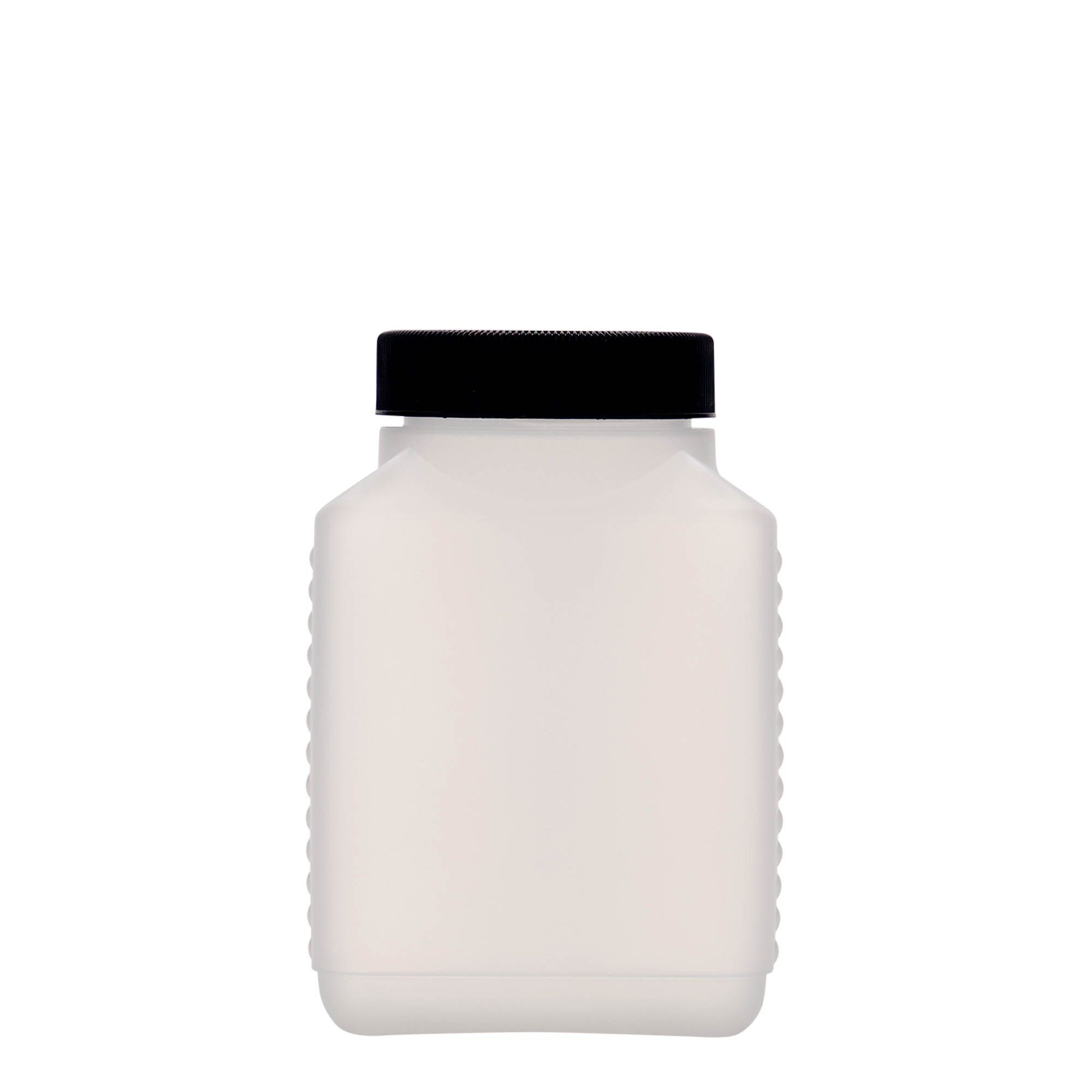 Bouteille à col large 500 ml, rectangulaire, plastique HDPE, naturel, ouverture : DIN 60 EPE Bouteille à col large 500 ml, rectangulaire, plastique HDPE, naturel, ouverture : DIN 60 EPE