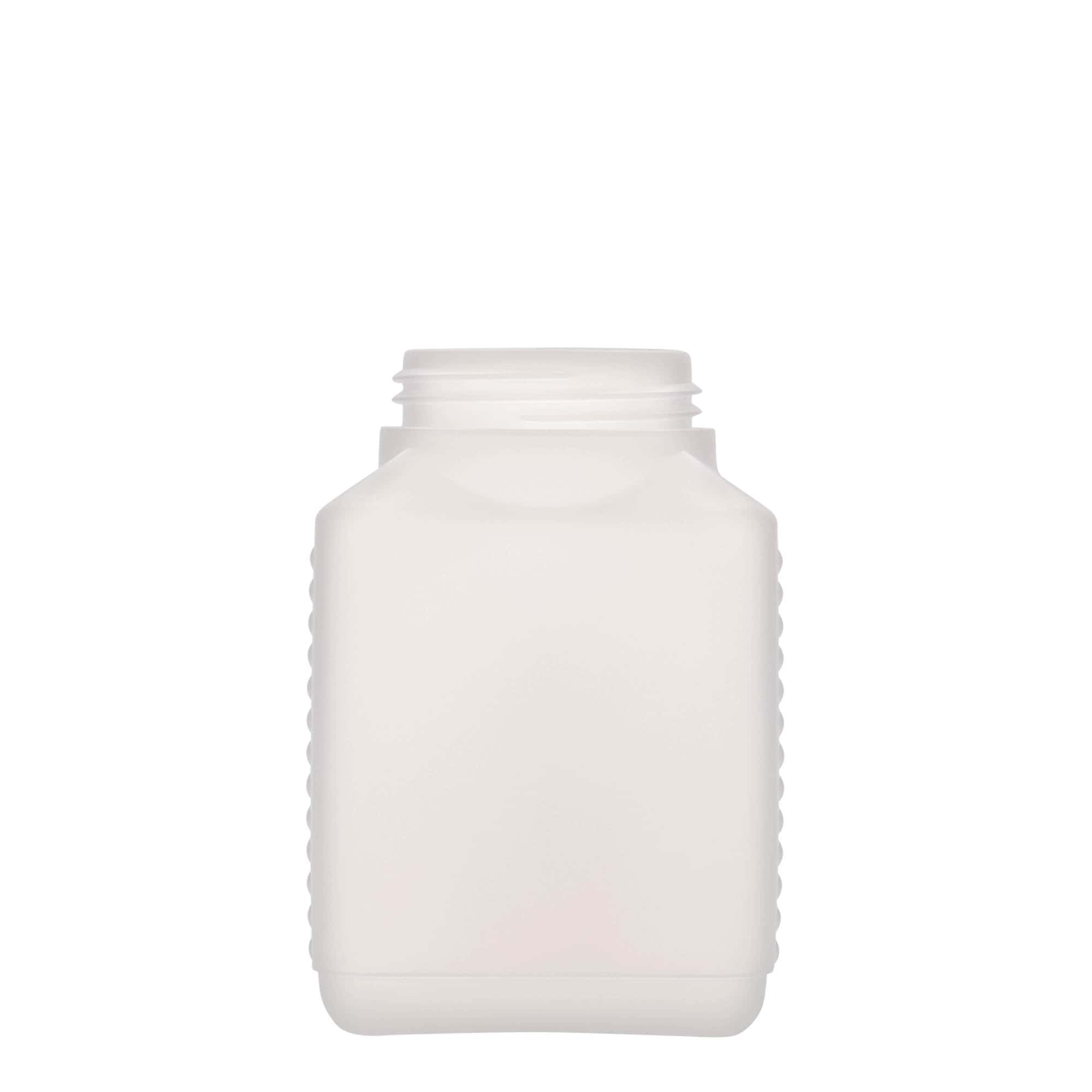Bouteille à col large 500 ml, rectangulaire, plastique PEHD, nature, bouchage: DIN 60 EPE Bouteille à col large 500 ml, rectangulaire, plastique PEHD, nature, bouchage: DIN 60 EPE