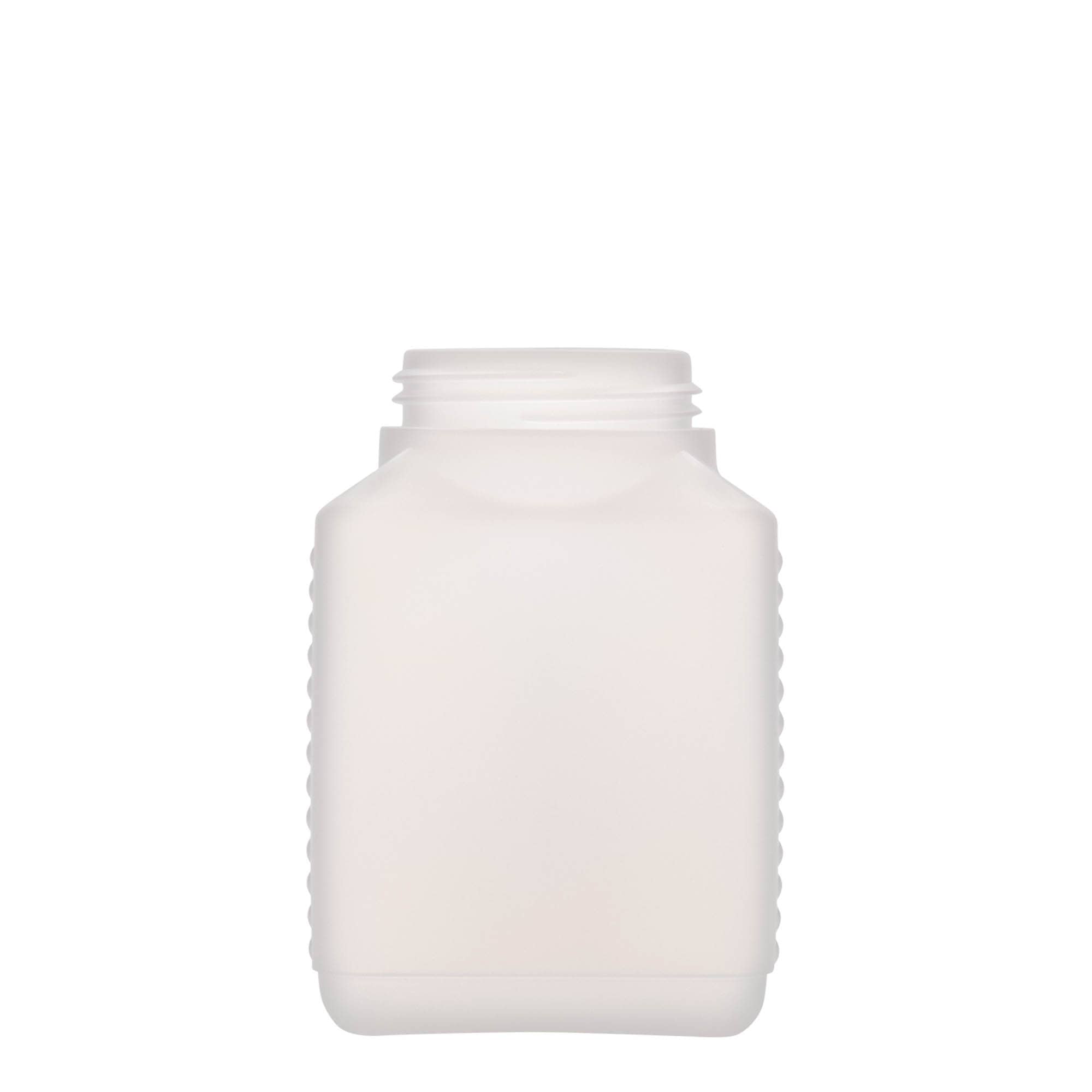 Bouteille à col large 500 ml, rectangulaire, plastique HDPE, naturel, ouverture : DIN 60 EPE Bouteille à col large 500 ml, rectangulaire, plastique HDPE, naturel, ouverture : DIN 60 EPE