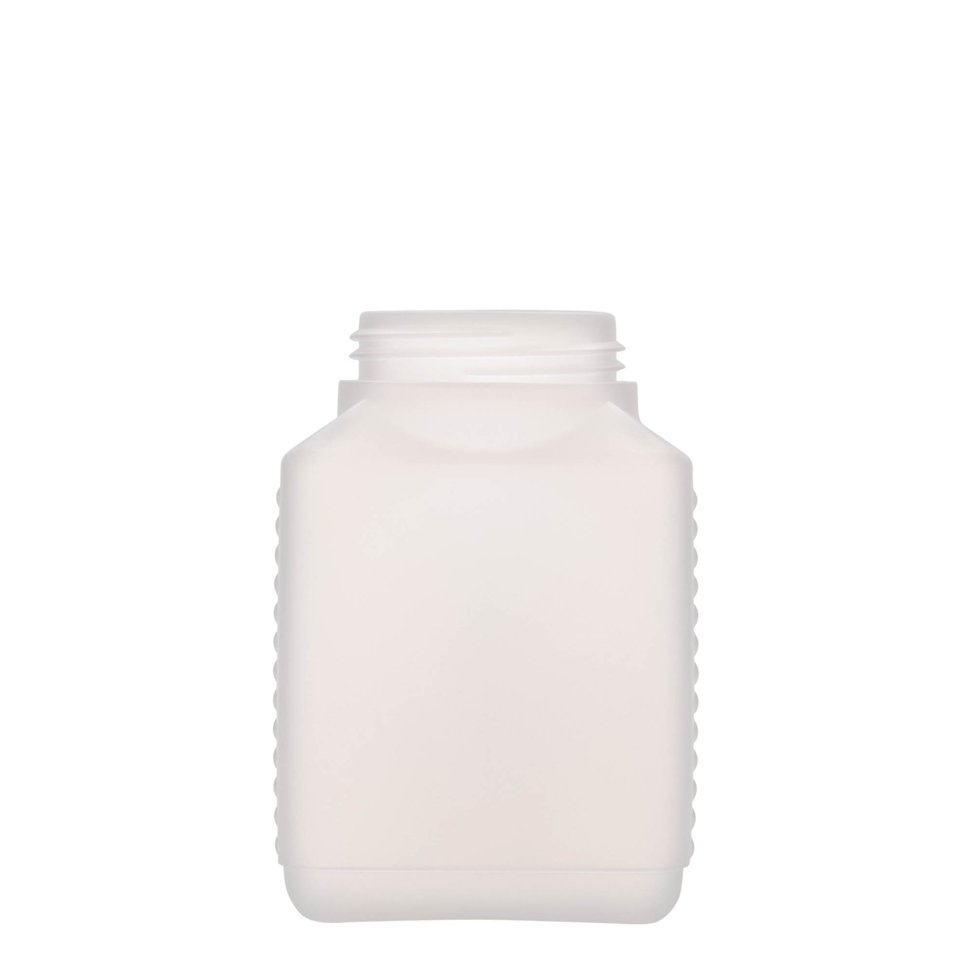 Bouteille à col large 500 ml, rectangulaire, plastique HDPE, naturel, ouverture : DIN 60 EPE