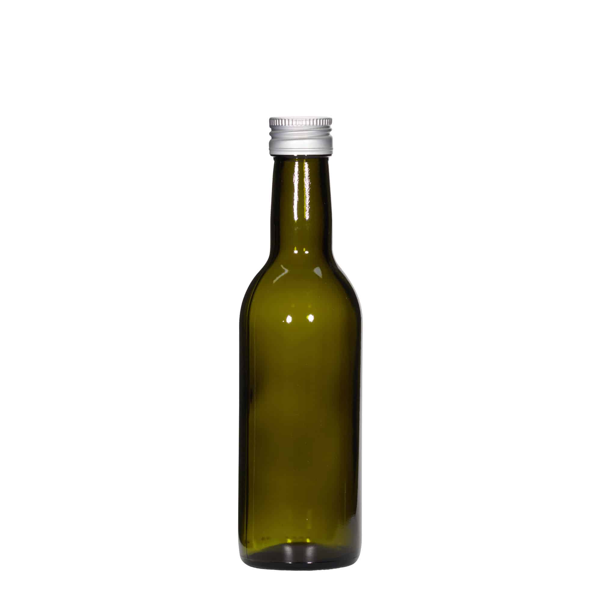 Flacon en verre 250 ml 'Bordeaux', vert antique, ouverture : PP 28