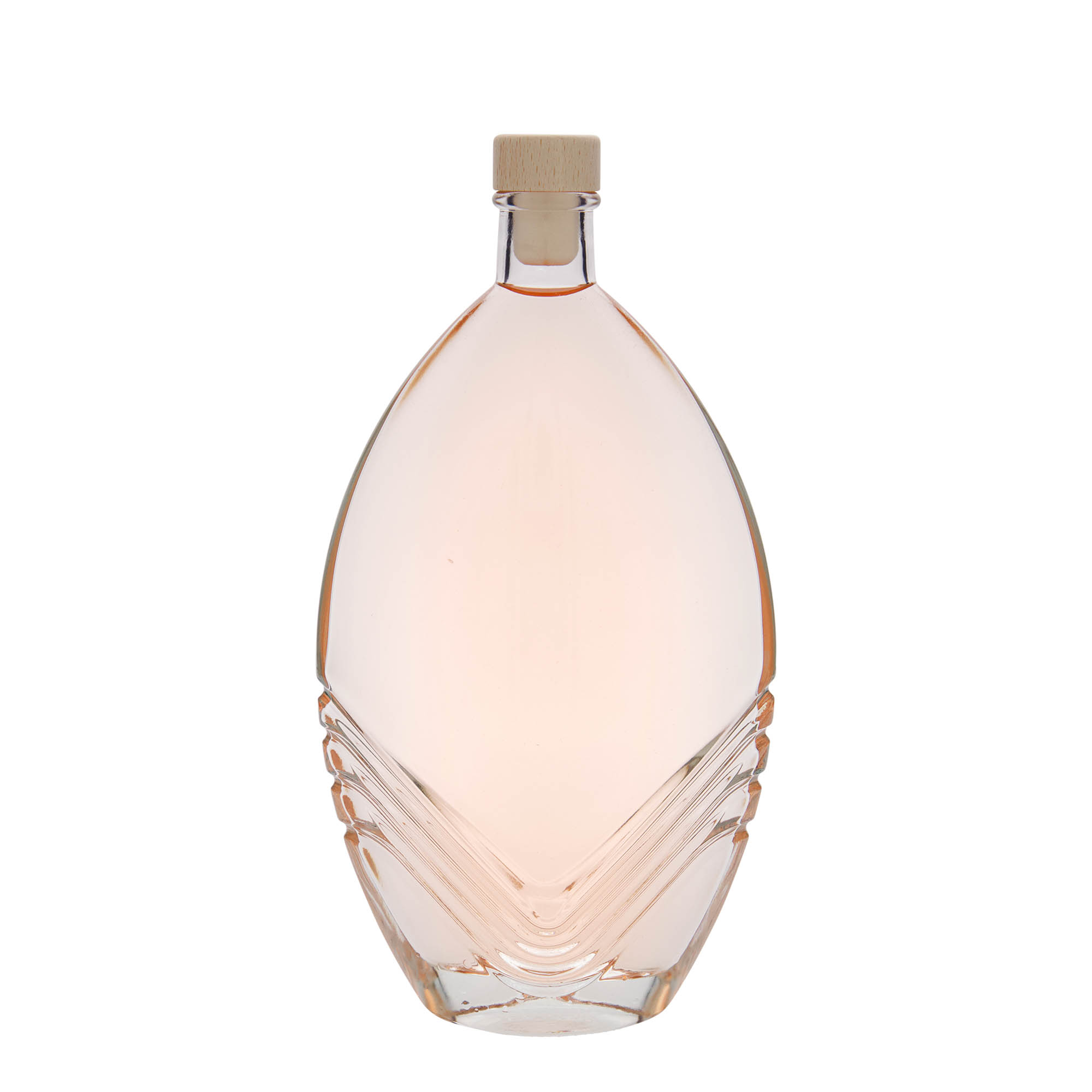 Flacon en verre 500 ml « Florence », ovale, ouverture : bouchon en liège