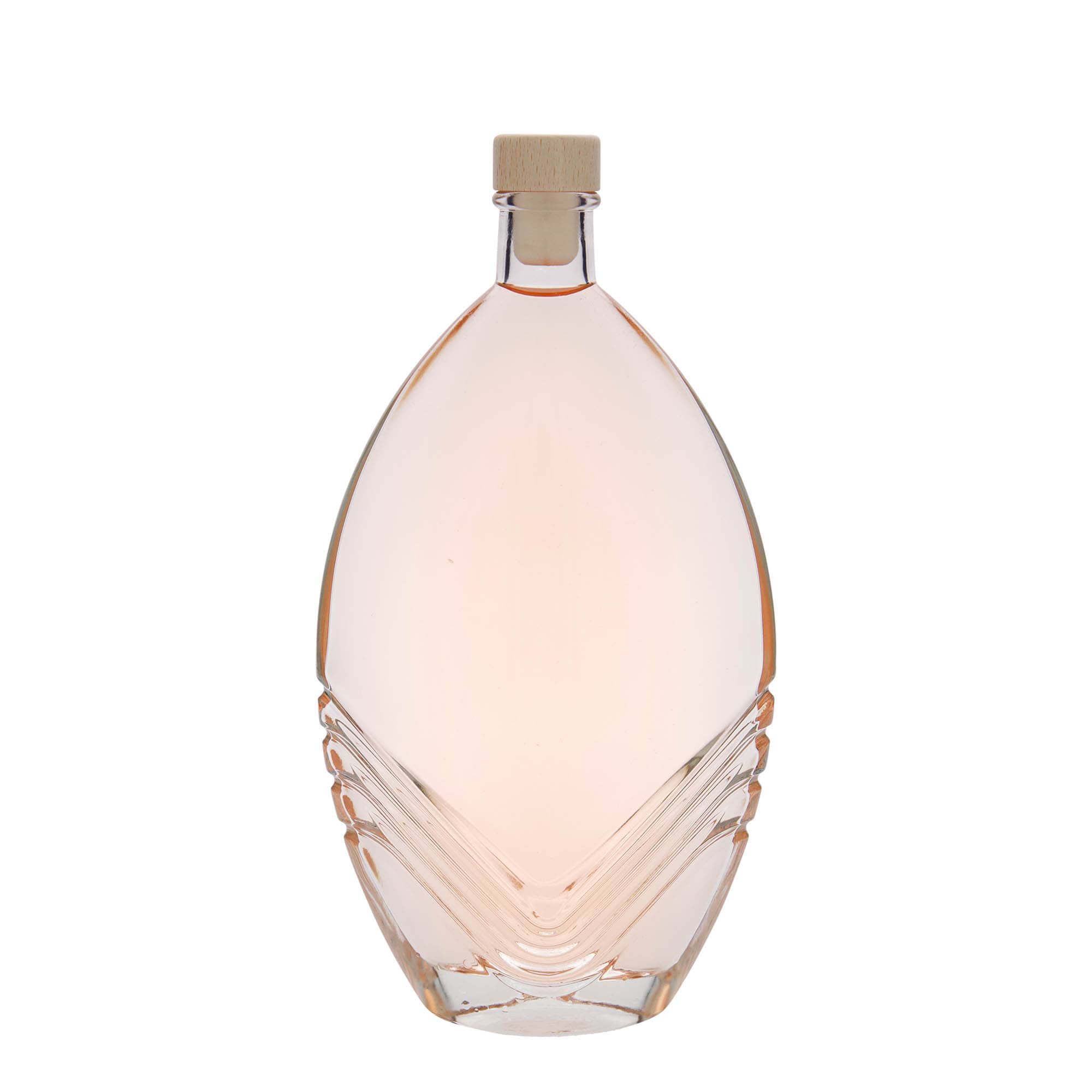 Flacon en verre 500 ml « Florence », ovale, ouverture : bouchon en liège