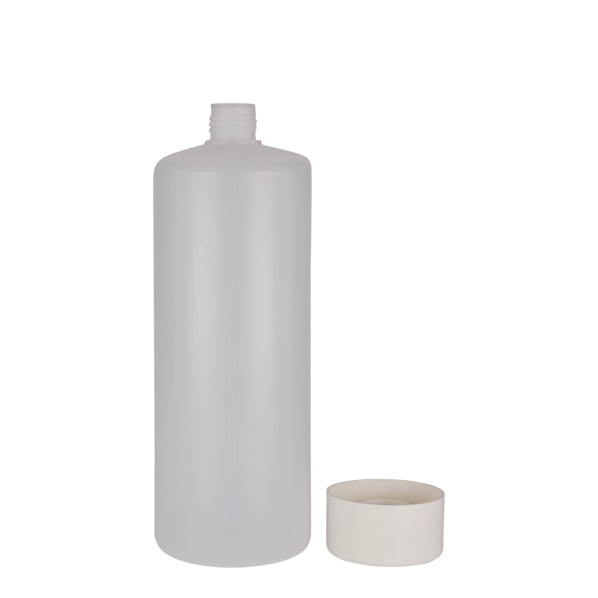 1 000 ml bouteille ronde, plastique PE, naturel, ouverture : bouchon à vis