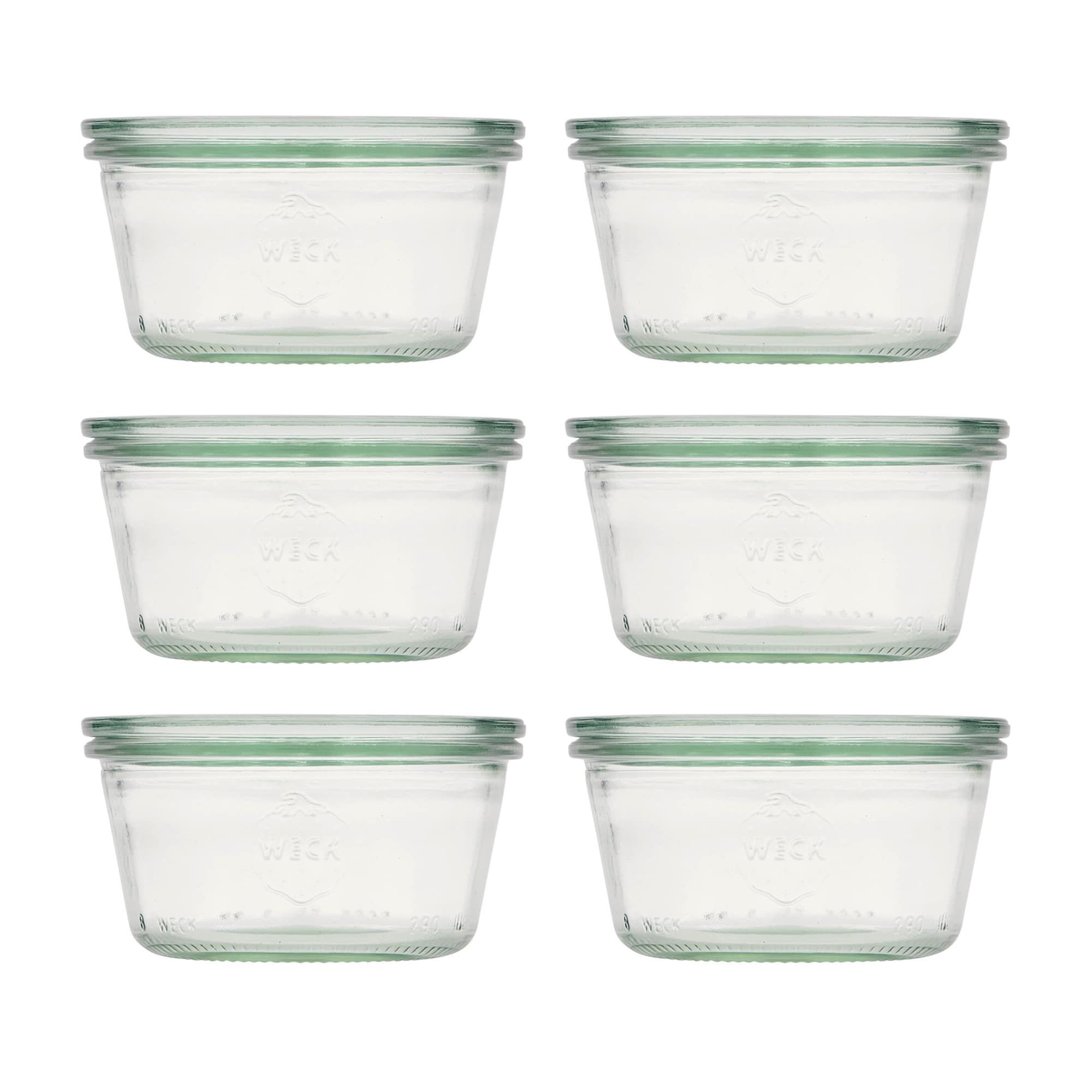 6x 290 ml bocal WECK à renversement plat avec couvercle en verre RR 100