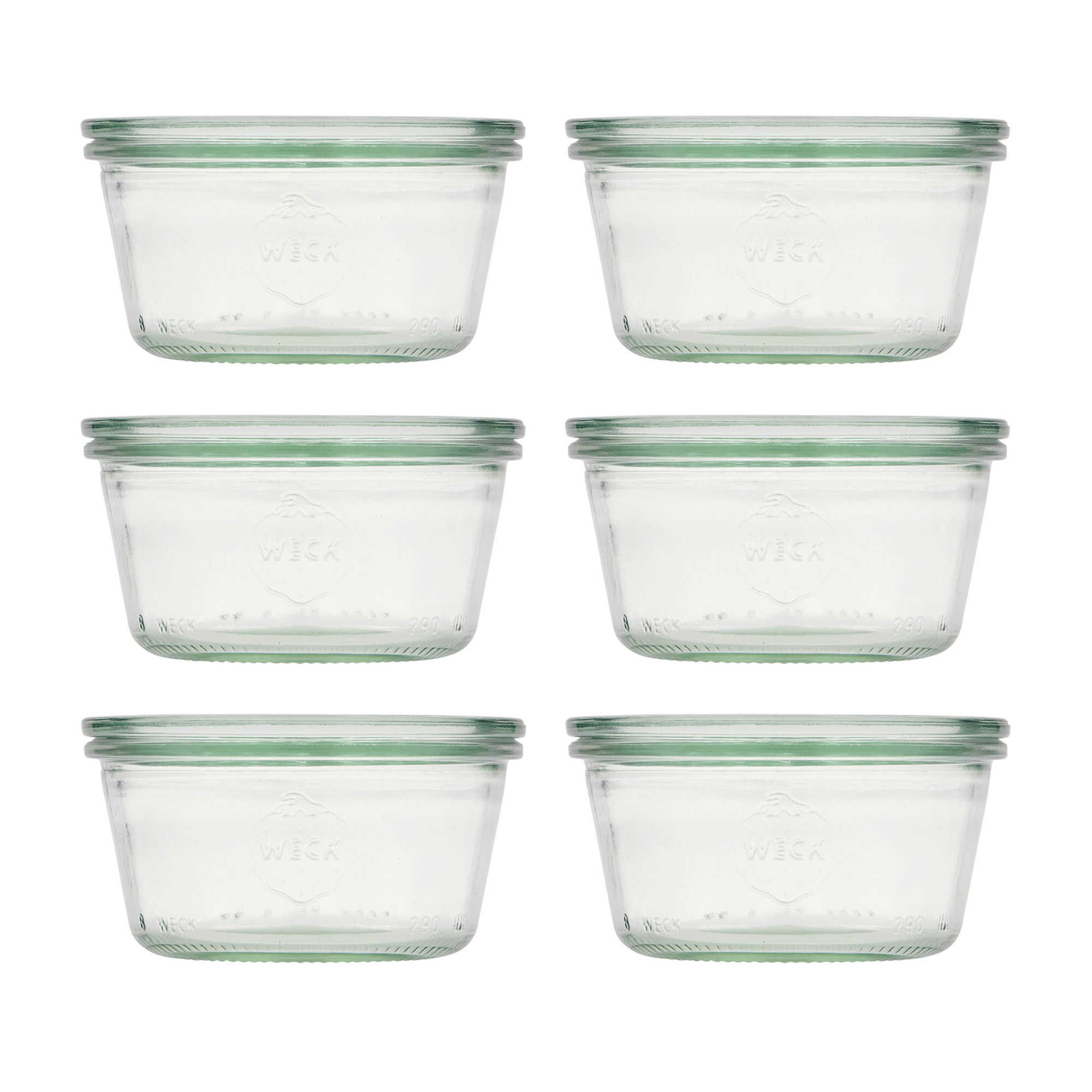 6x 290 ml bocal WECK à renversement plat avec couvercle en verre RR 100