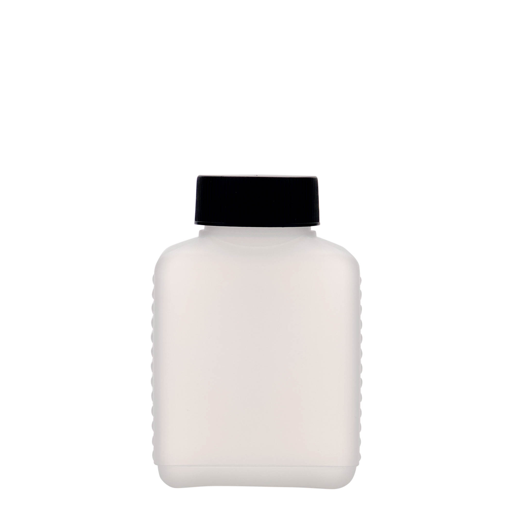 250 ml Bouteille à col large, rectangulaire, plastique HDPE, naturel, ouverture : DIN 40 EPE