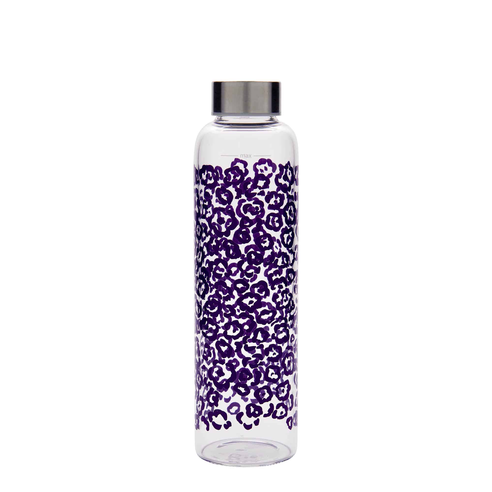 Gourde 500 ml 'Perseus', motif : fleurs lilas, col : bouchon à vis