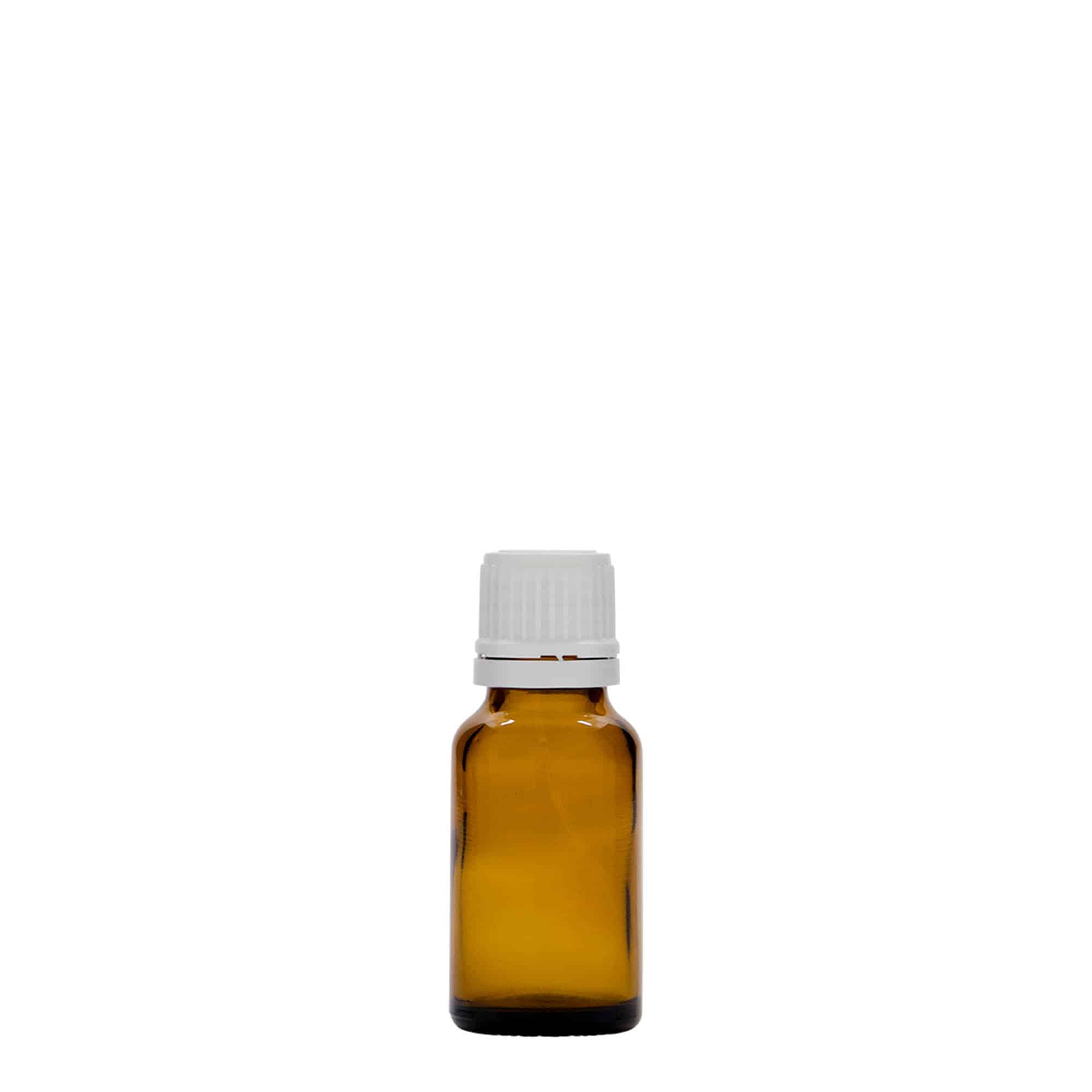 Flacon médical de 15 ml, verre, brun, ouverture : DIN 18