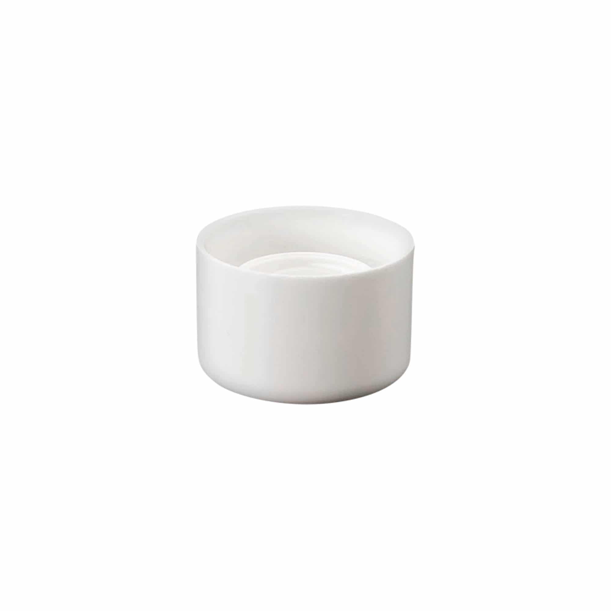 Bouchon à vis pour bouteille ronde avec insert de seringue, plastique PE, blanc, pour ouverture : DIN 18