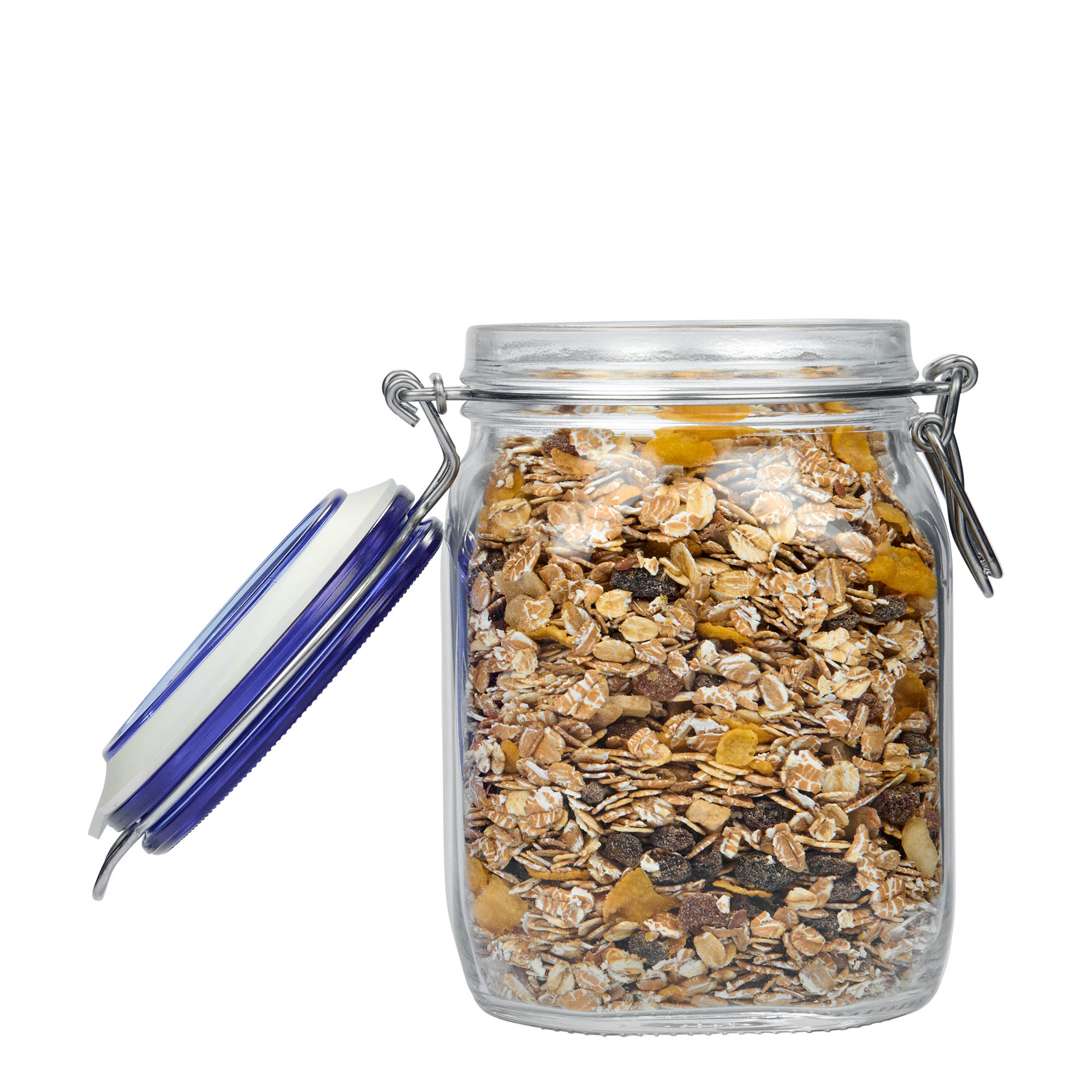 1 000 ml bocal à fermeture à levier 'Fido' bouchon bleu, carré, ouverture : fermeture à levier 1 000 ml bocal à fermeture à levier 'Fido' bouchon bleu, carré, ouverture : fermeture à levier