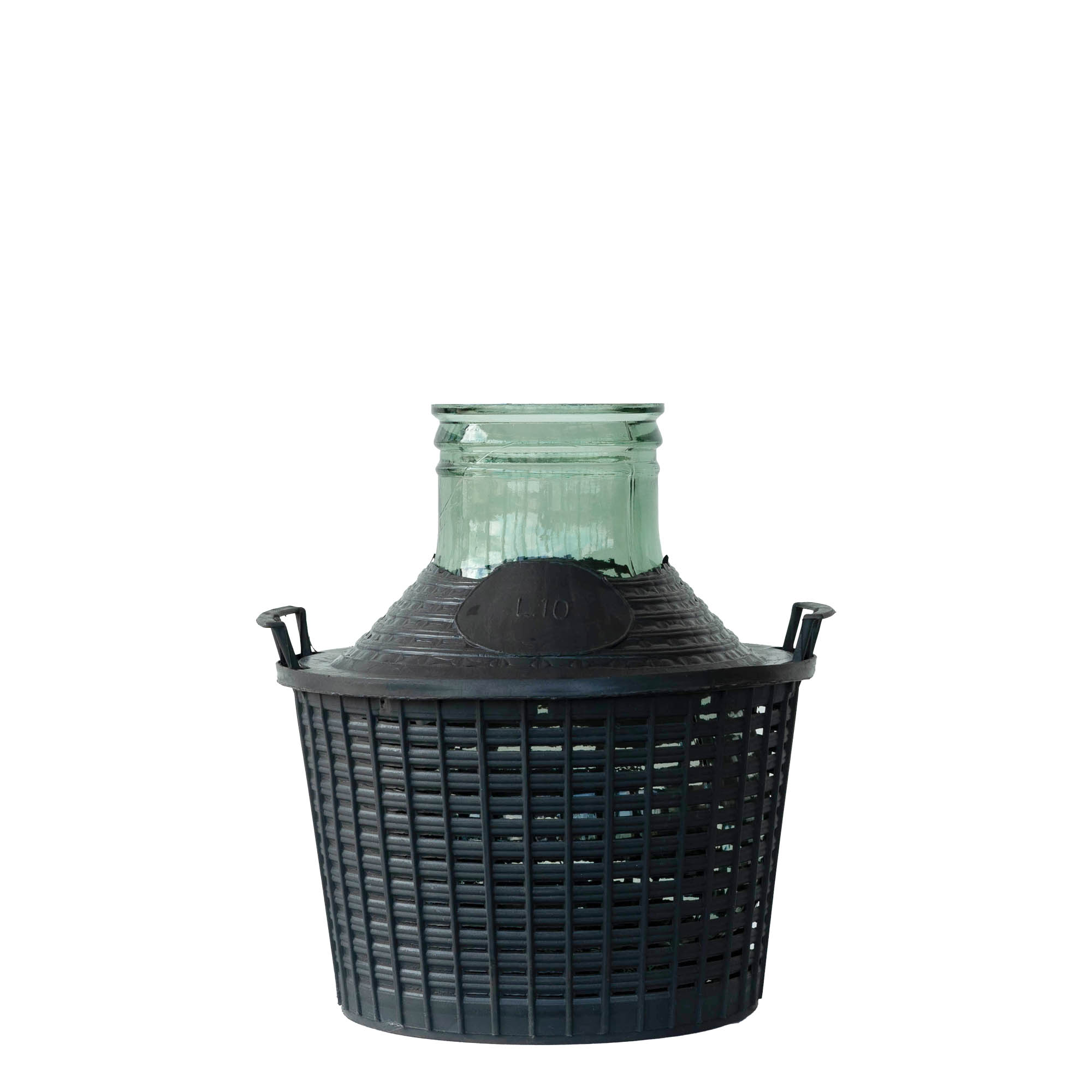 Bouteille ballon de 10 l à large col, en verre, ouverture : couvercle à emboîtement