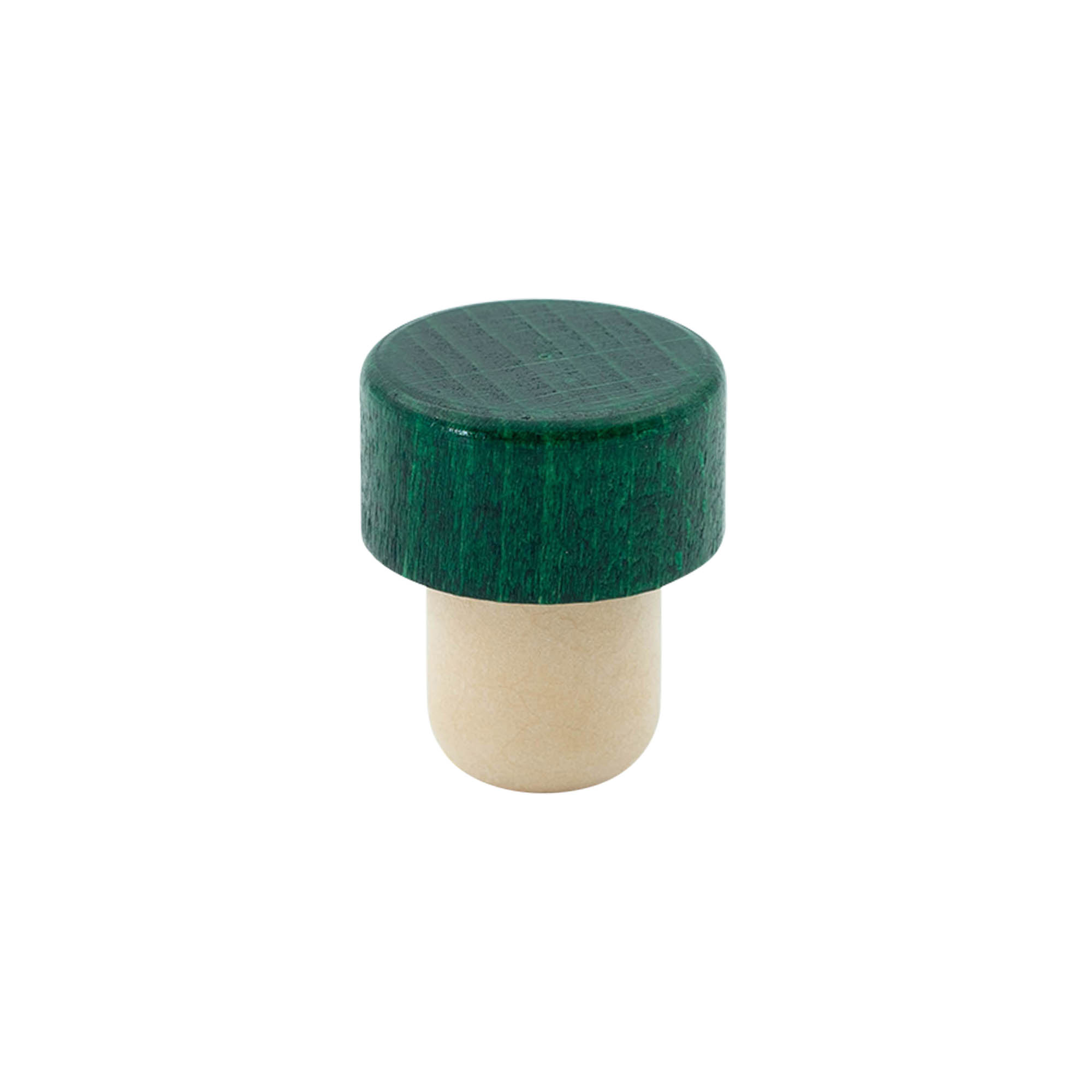 Bouchon à poignée 19 mm, bois/plastique, vert, pour ouverture : liège Bouchon à poignée 19 mm, bois/plastique, vert, pour ouverture : liège