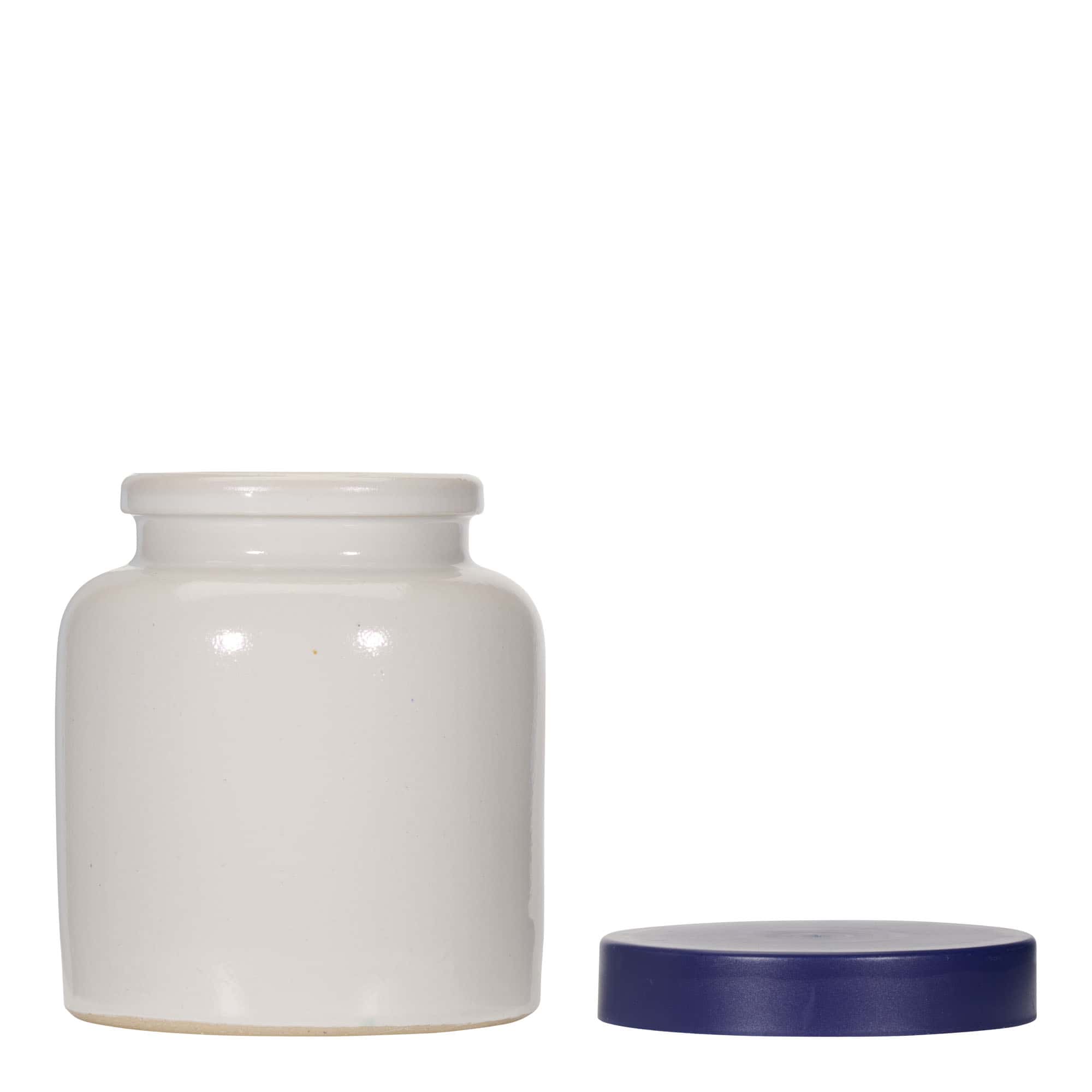 Pot en grès 270 ml, céramique, blanc, bouchage: couvercle cloche