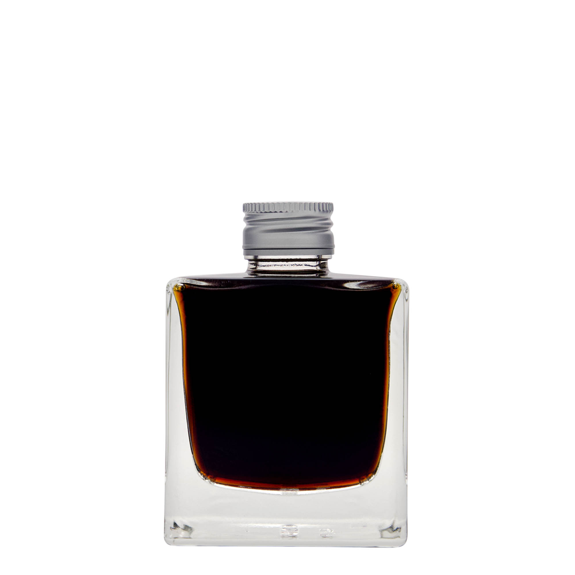 Flacon en verre 200 ml 'Cube', carré, ouverture : PP 28 Flacon en verre 200 ml 'Cube', carré, ouverture : PP 28