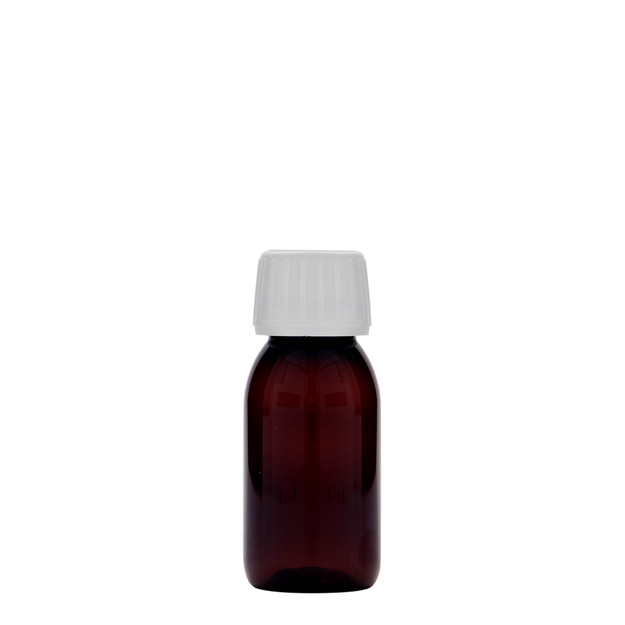 Flacon médical PET de 60 ml, brun, plastique, ouverture : PP 28 Flacon médical PET de 60 ml, brun, plastique, ouverture : PP 28