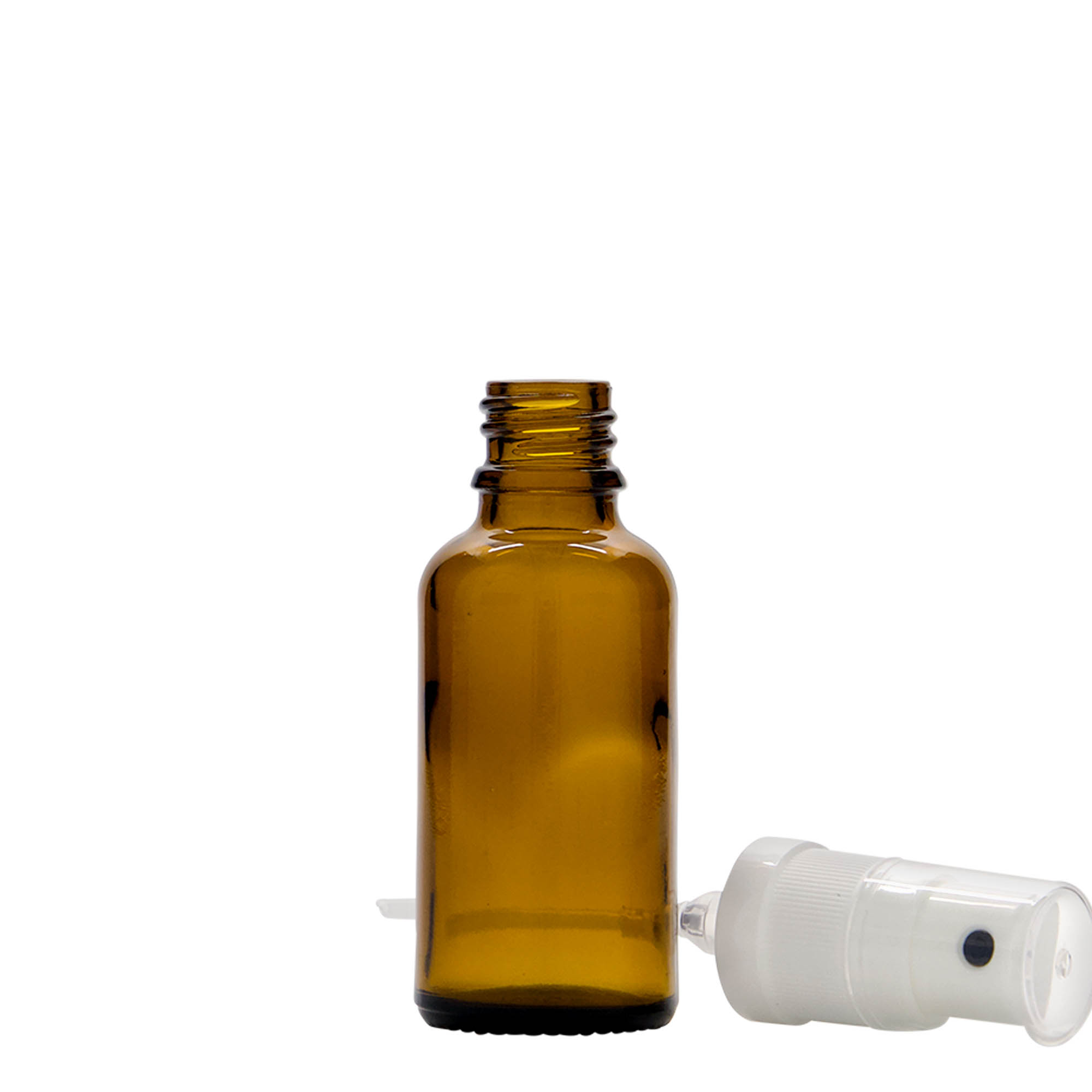 Flacon pulvérisateur médical 30 ml, verre, brun, embouchure : DIN 18