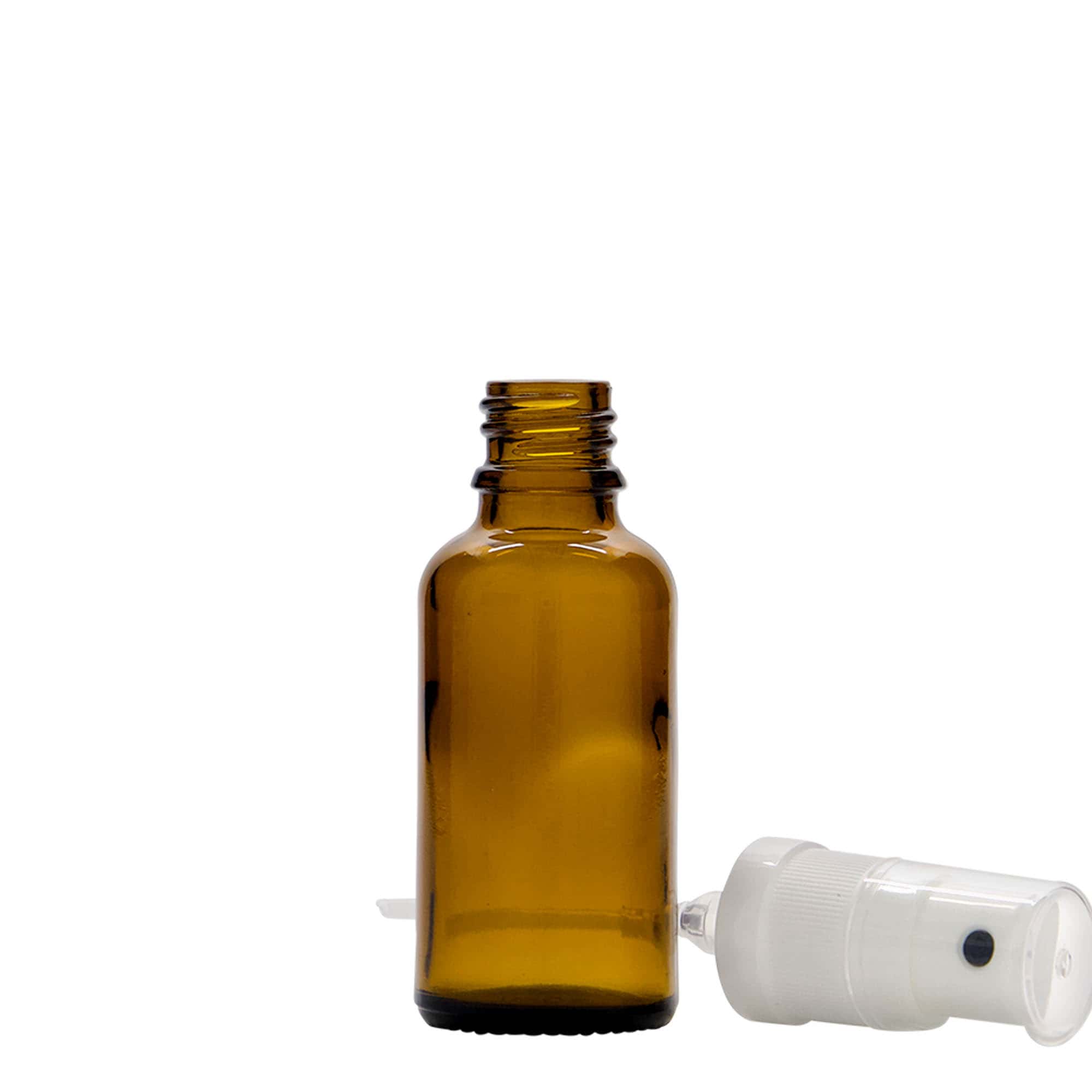 Flacon pulvérisateur médical 30 ml, verre, brun, embouchure : DIN 18