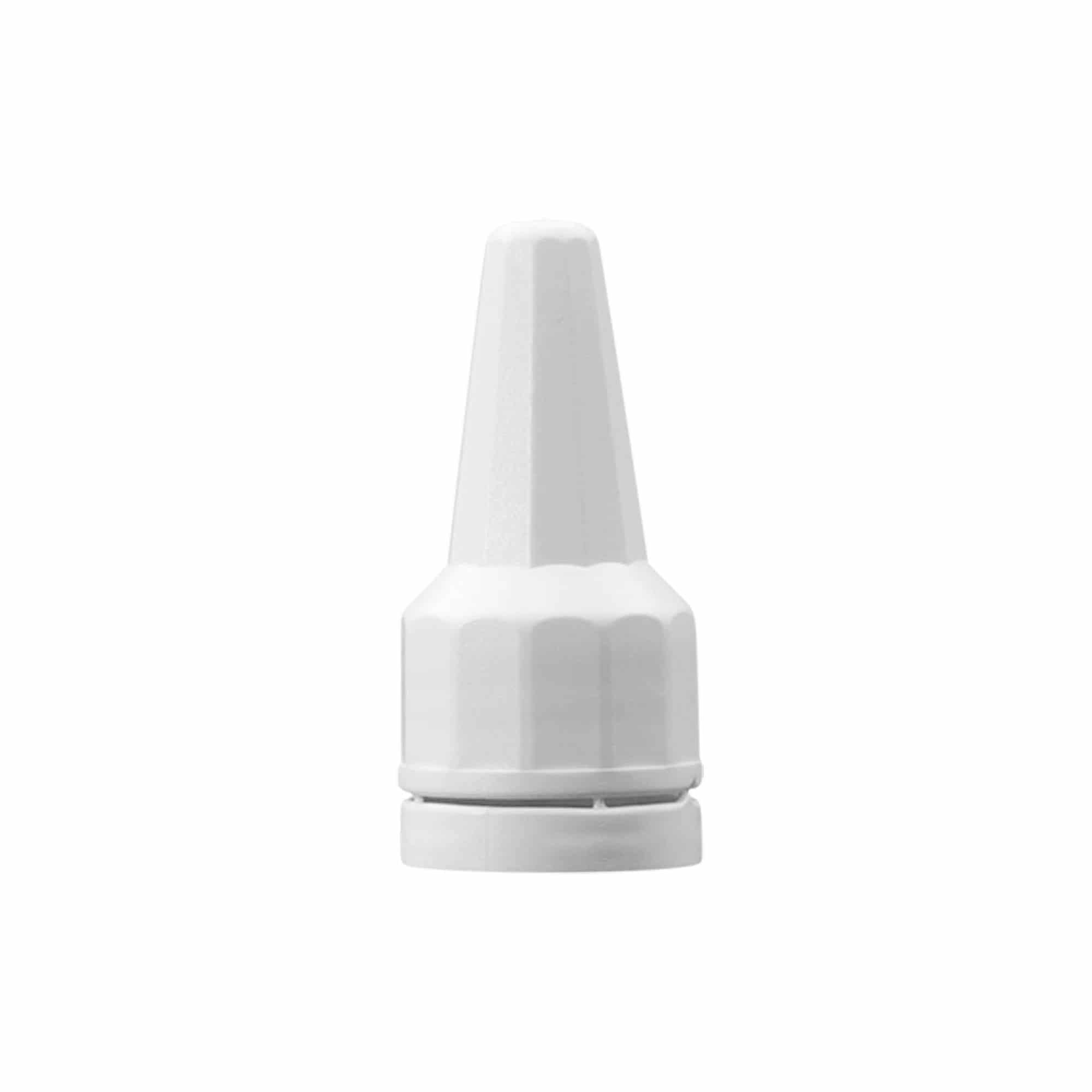 Bouchon à vis avec applicateur, plastique PE, blanc, pour ouverture : DIN 18