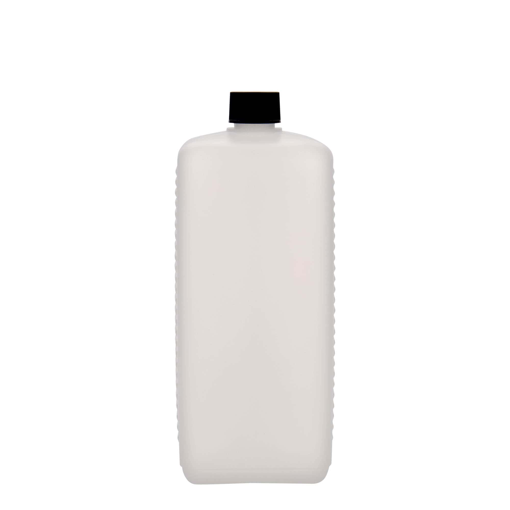 Bidon de 1 000 ml, rectangulaire, plastique HDPE, naturel, ouverture : DIN 25 EPE