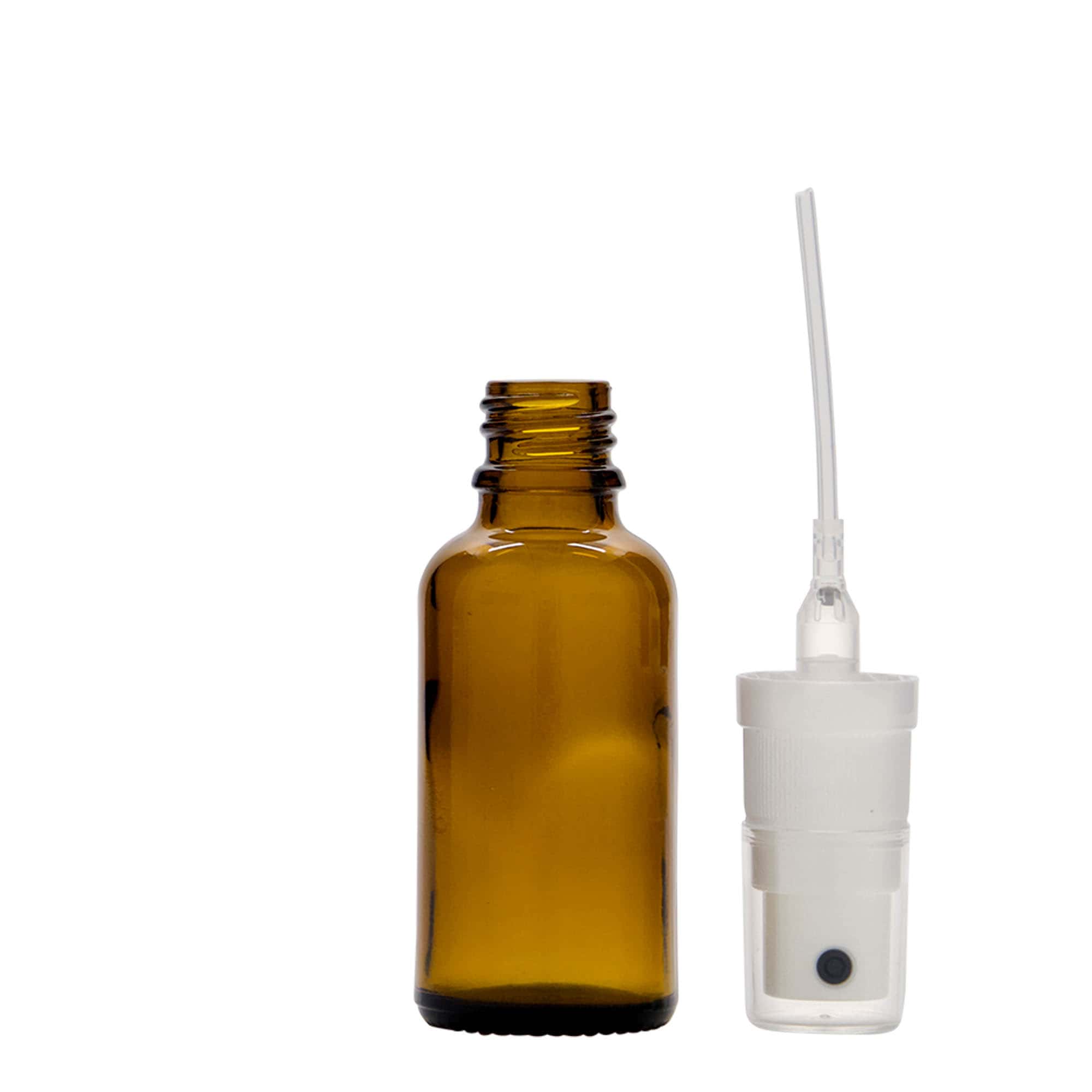 Flacon pulvérisateur médical 30 ml, verre, brun, embouchure : DIN 18