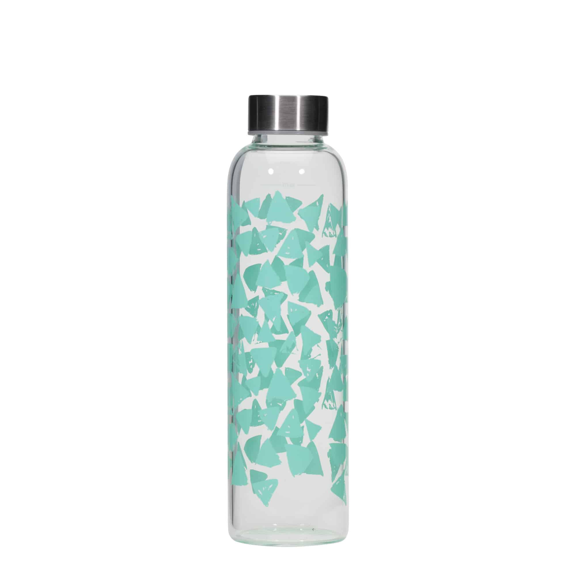 Bouteille d'eau 500 ml 'Perseus - Triangles turquoise', ouverture : bouchon à vis