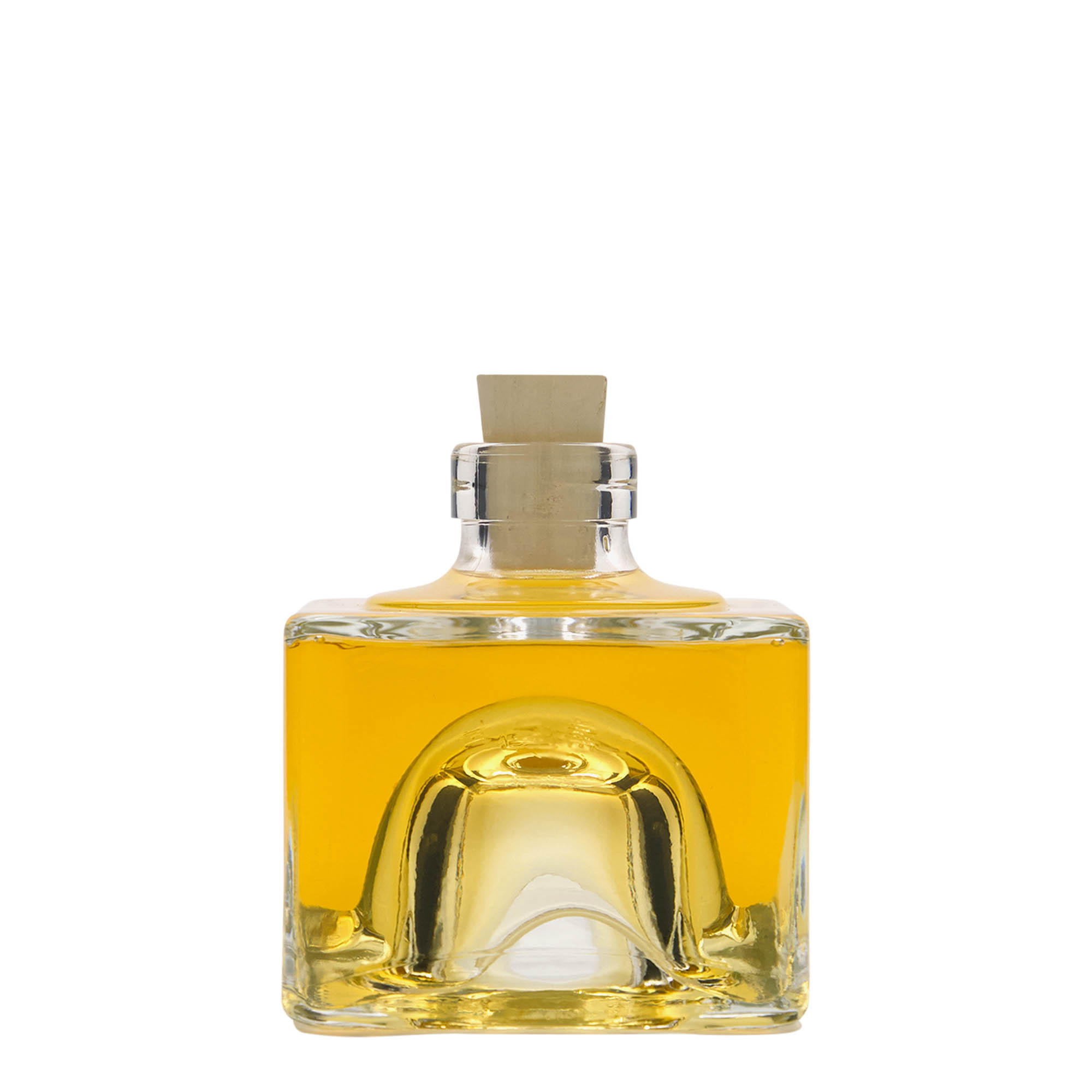 Flacon en verre 200 ml « Cocolores », carré, ouverture : bouchon en liège