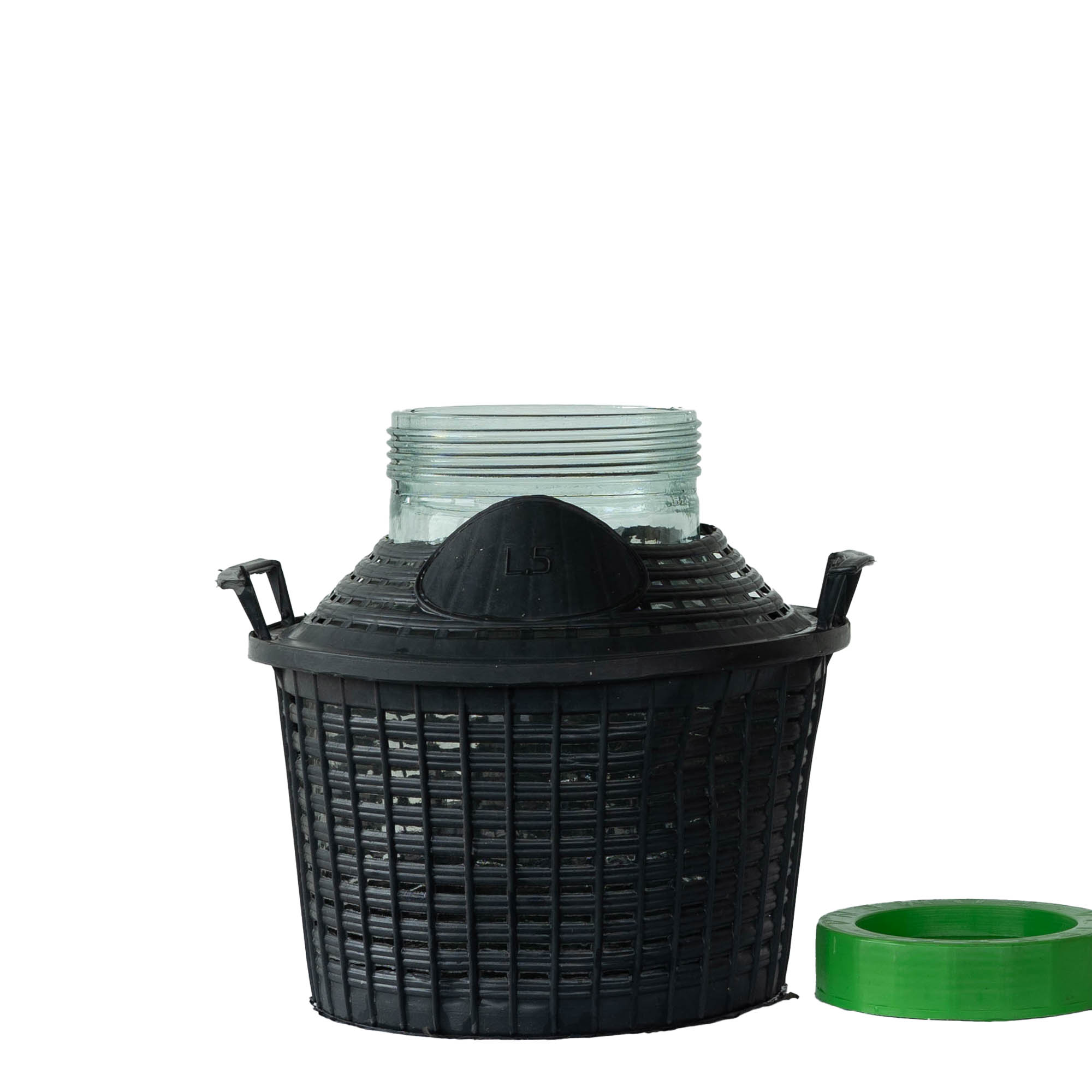 Bouteille ballon 5 l col large, verre, ouverture : bouchon à vis Bouteille ballon 5 l col large, verre, ouverture : bouchon à vis